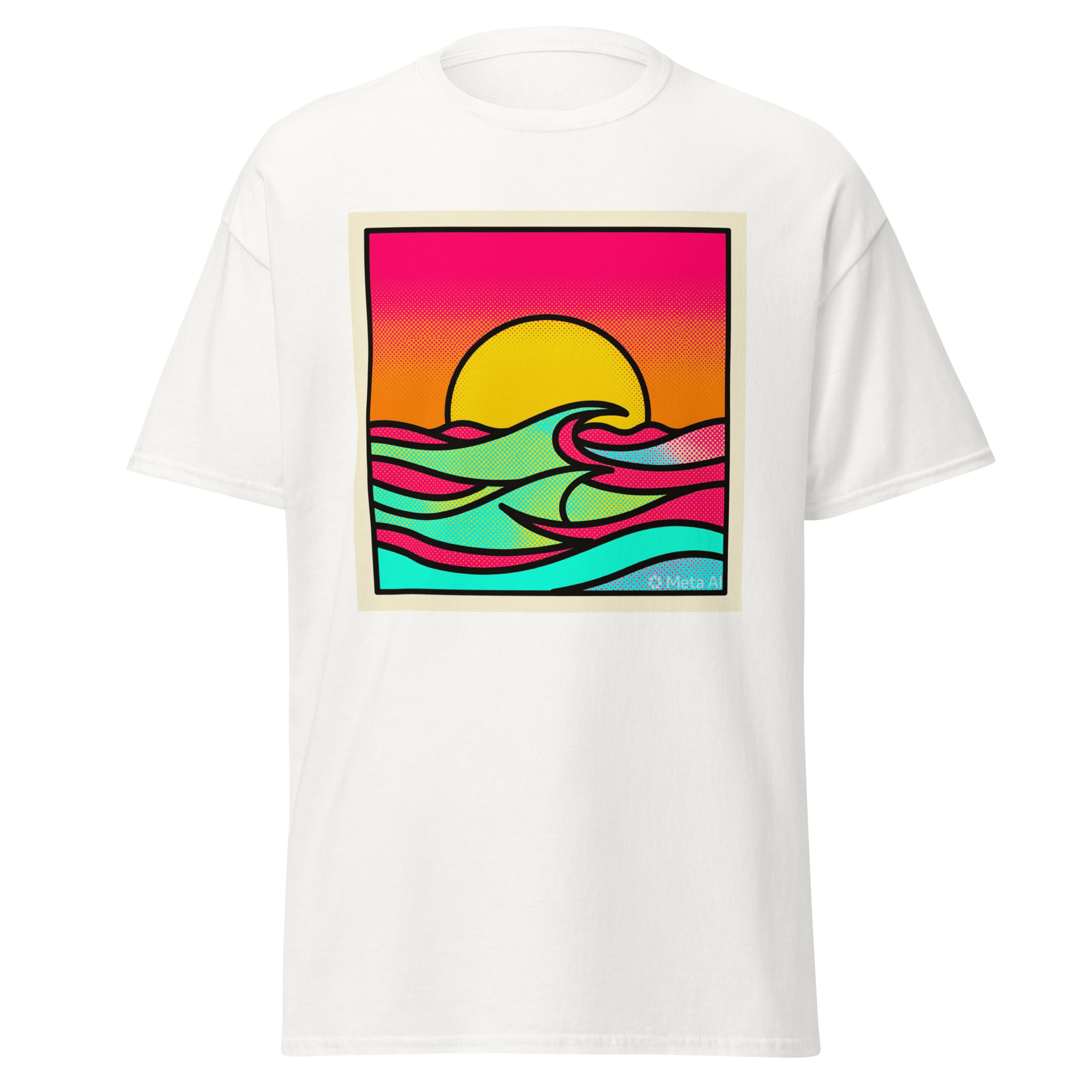 Unisex classic tee - Afterglow Arcade – Retro Sunset - Image 2