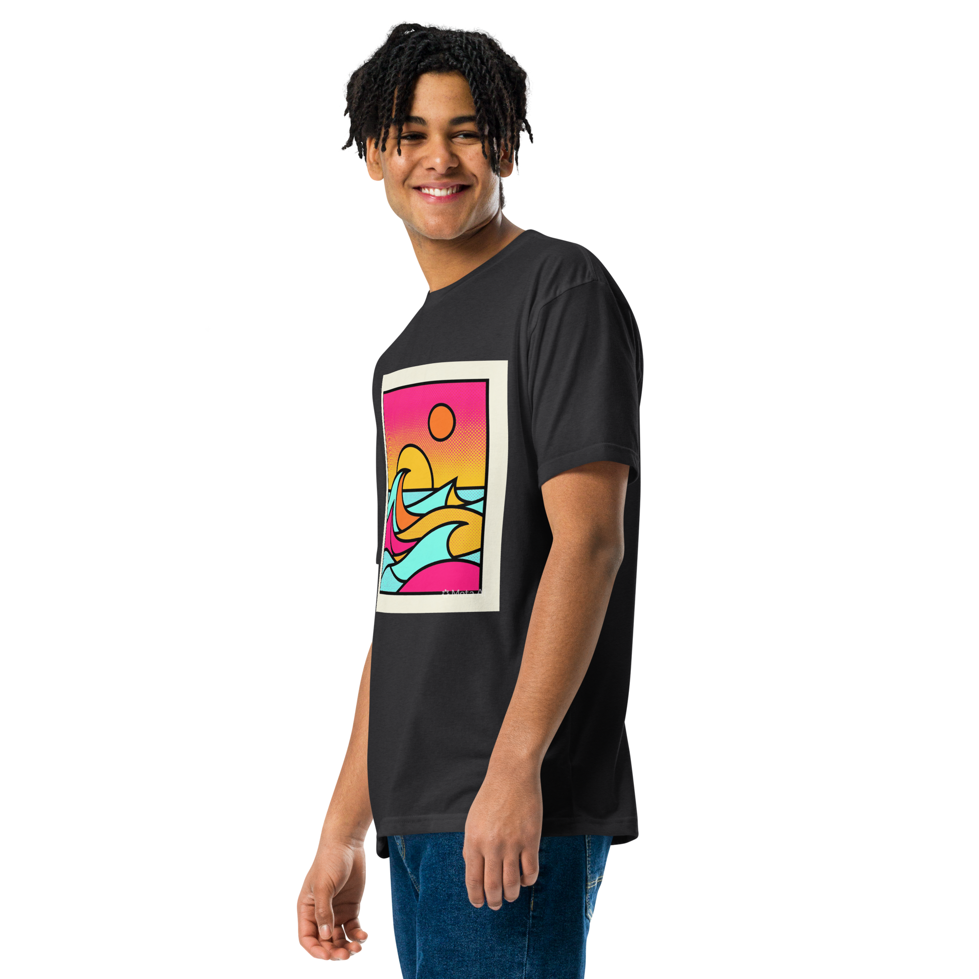 Unisex Fitted T-Shirt - Afterglow Arcade – Retro Sunset - Image 9