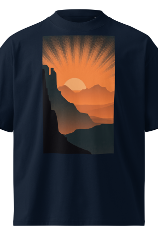 Unisex organic oversized high neck - "Canyon Burst" t-shirt
