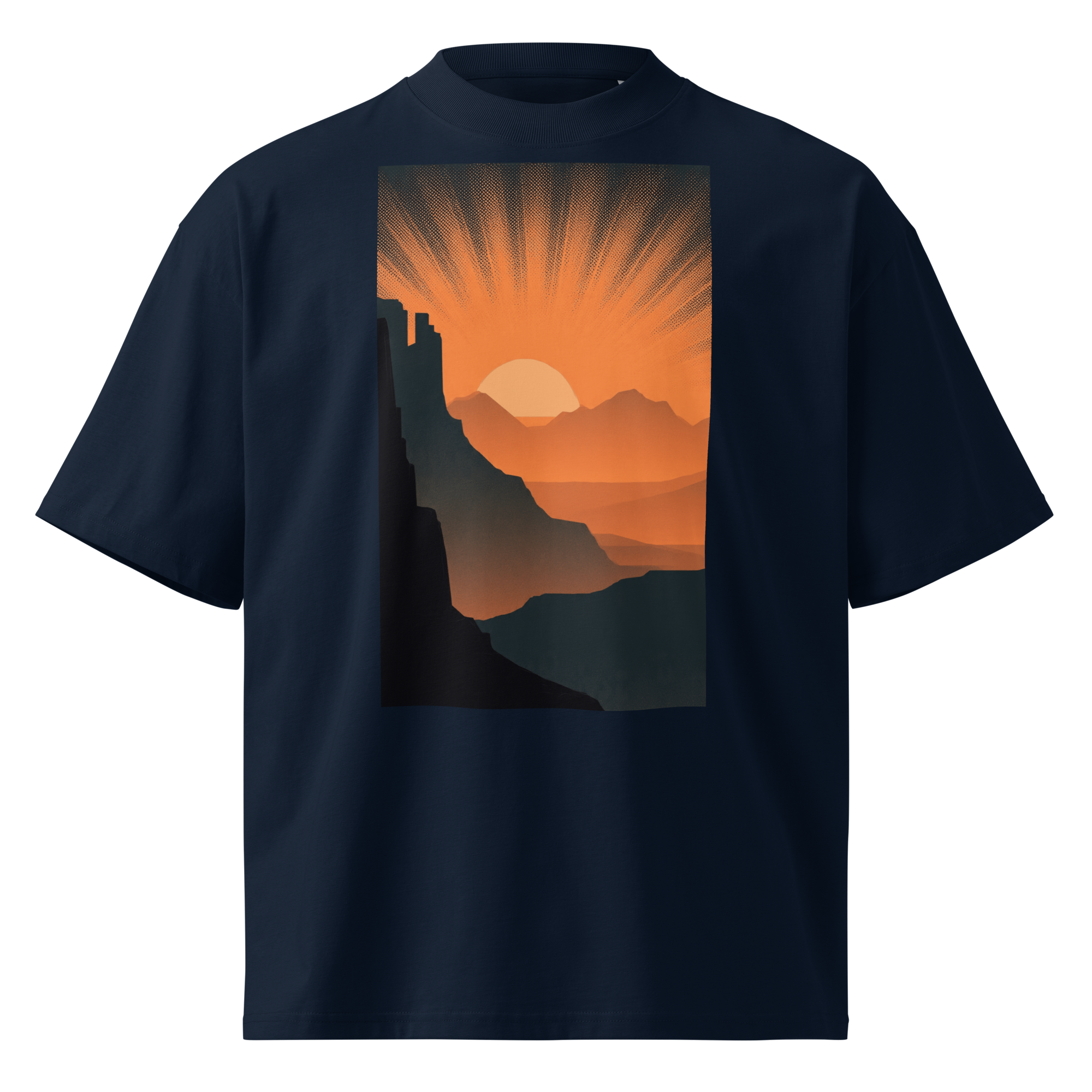 Unisex organic oversized high neck - "Canyon Burst" t-shirt