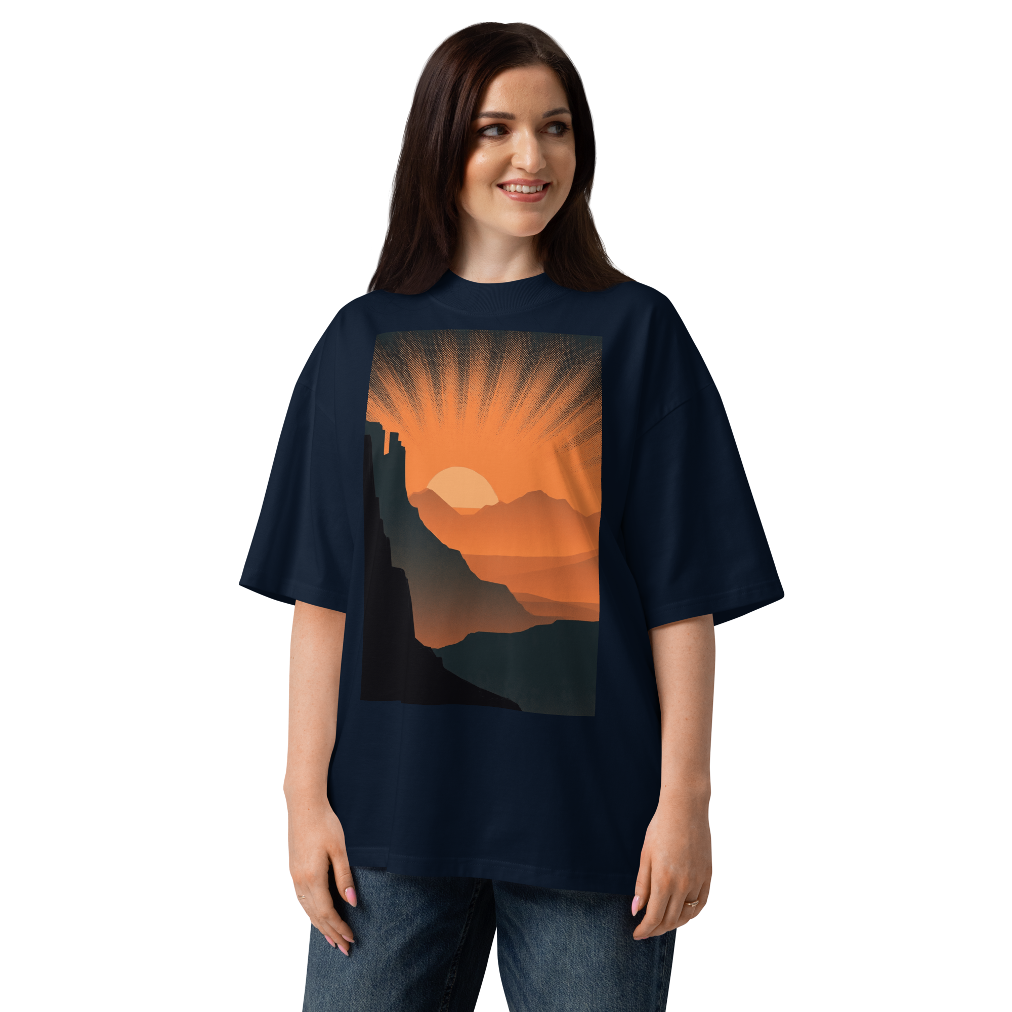Unisex organic oversized high neck - "Canyon Burst" t-shirt - Image 4