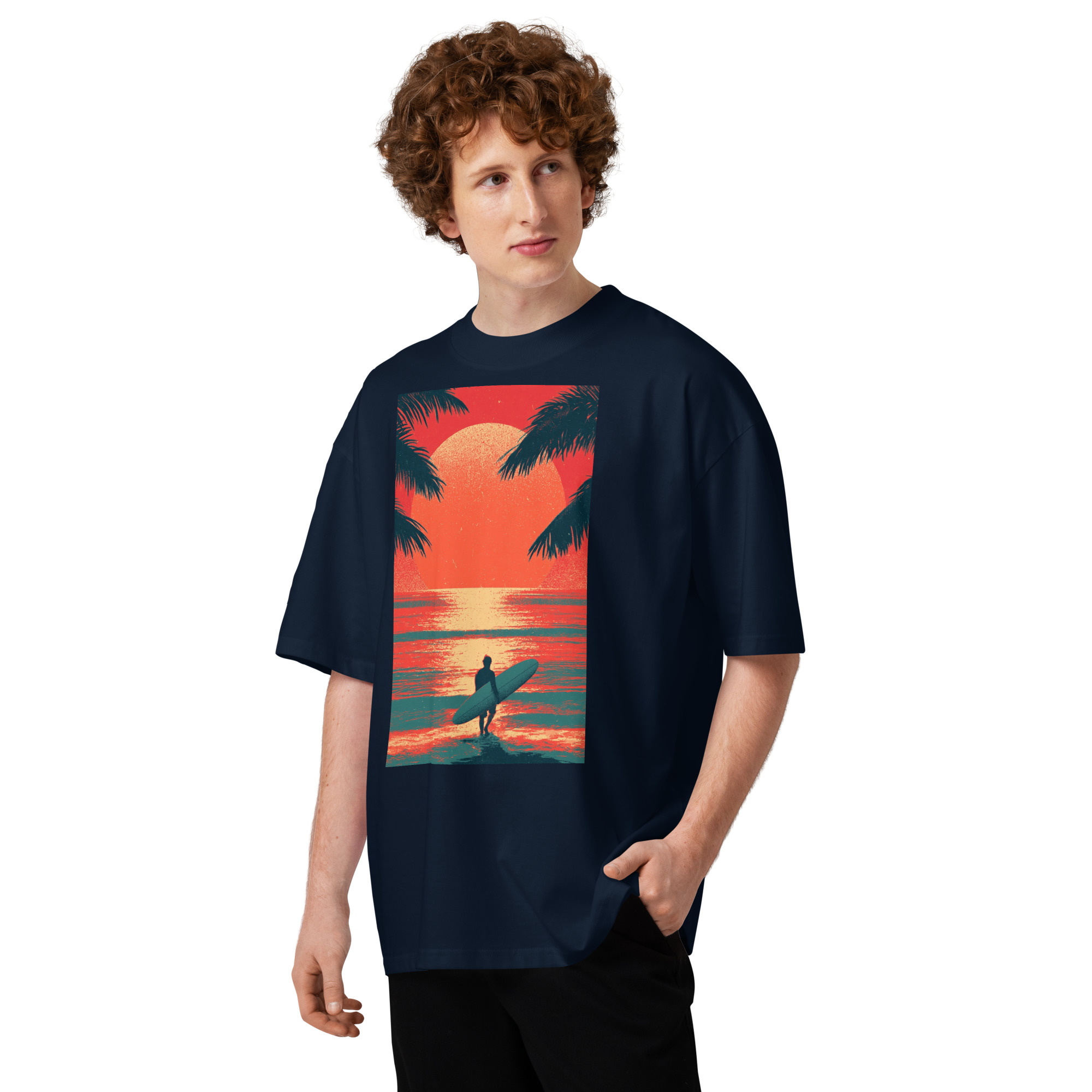 Unisex organic oversized high neck - "Swell Season" t-shirt - Image 3