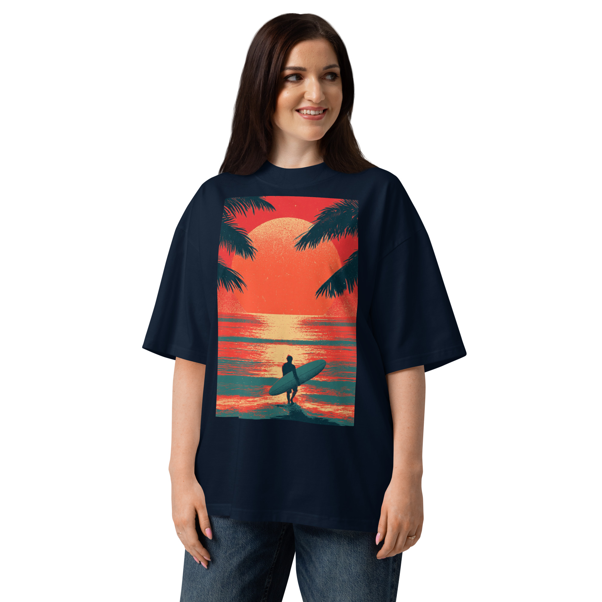 Unisex organic oversized high neck - "Swell Season" t-shirt - Image 4
