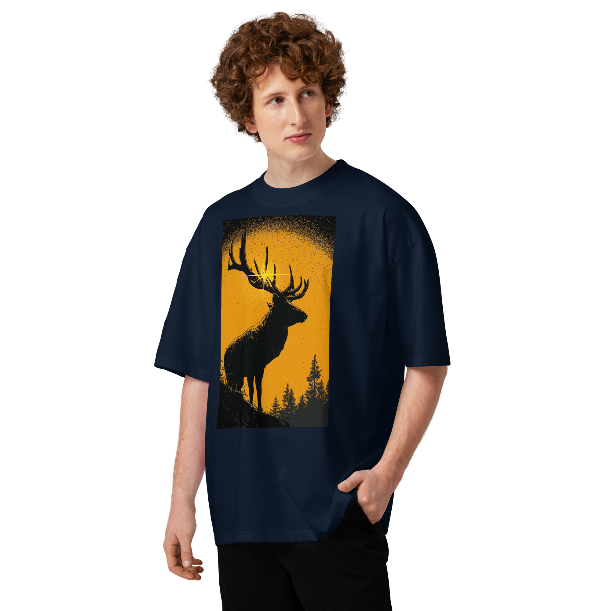 Unisex organic oversized high neck - "Crown of Gold" t-shirt - Image 3