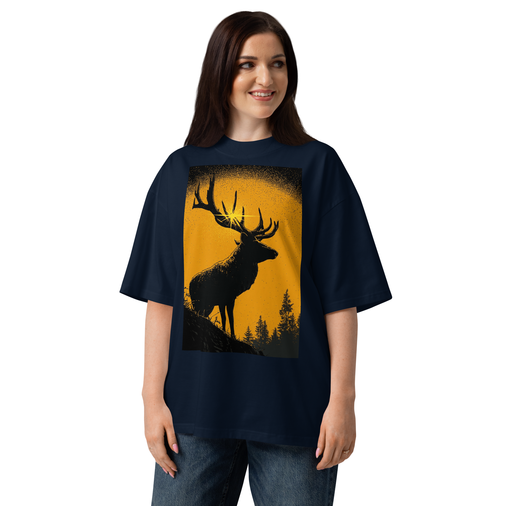 Unisex organic oversized high neck - "Crown of Gold" t-shirt - Image 4