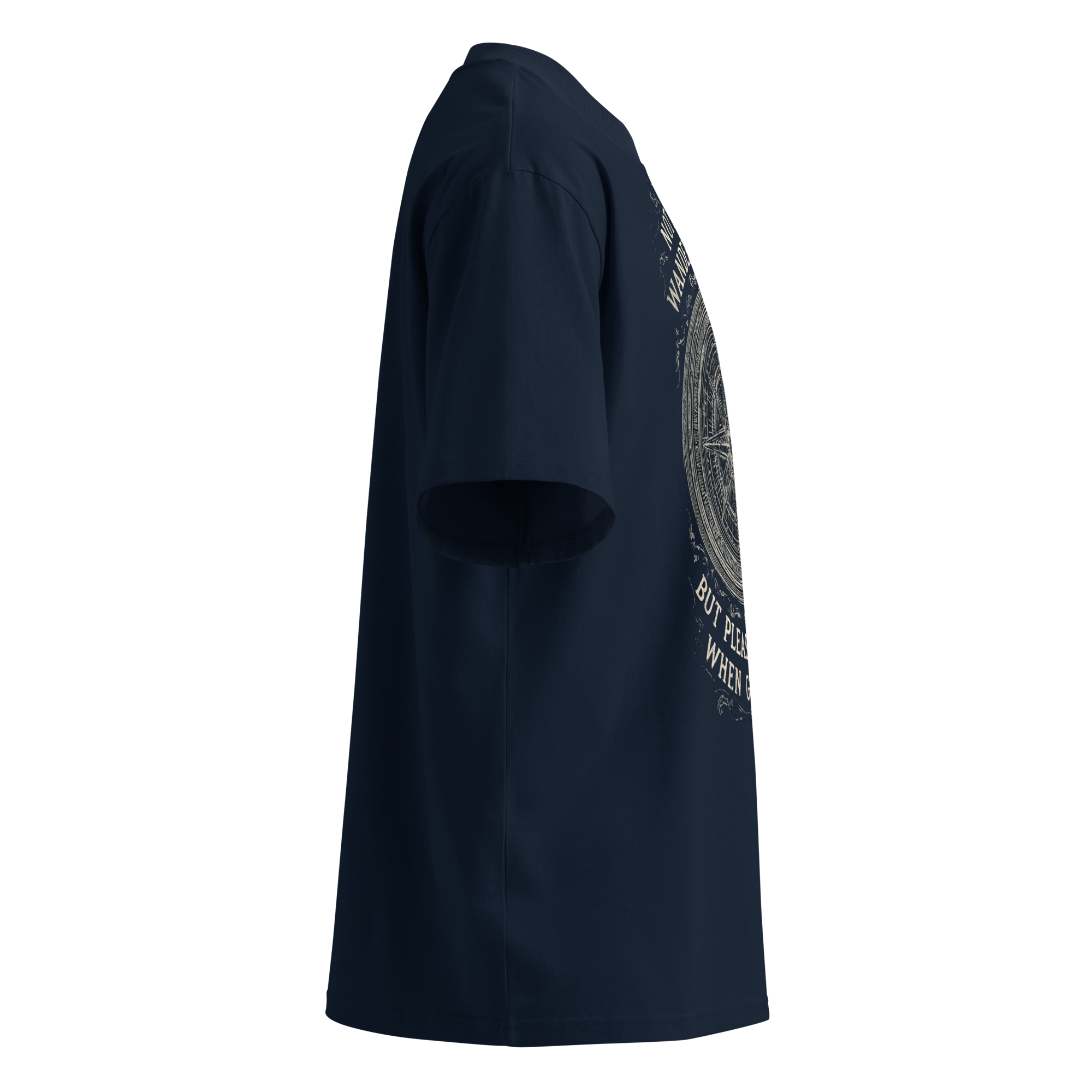 Unisex organic oversized high neck - "Wanderer's Compass" t-shirt - Image 2
