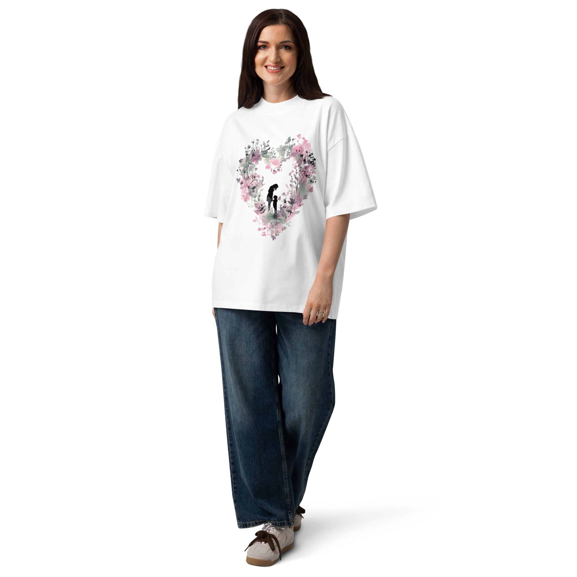 Unisex organic oversized high neck - "Garden Hearts" t-shirt - Image 4