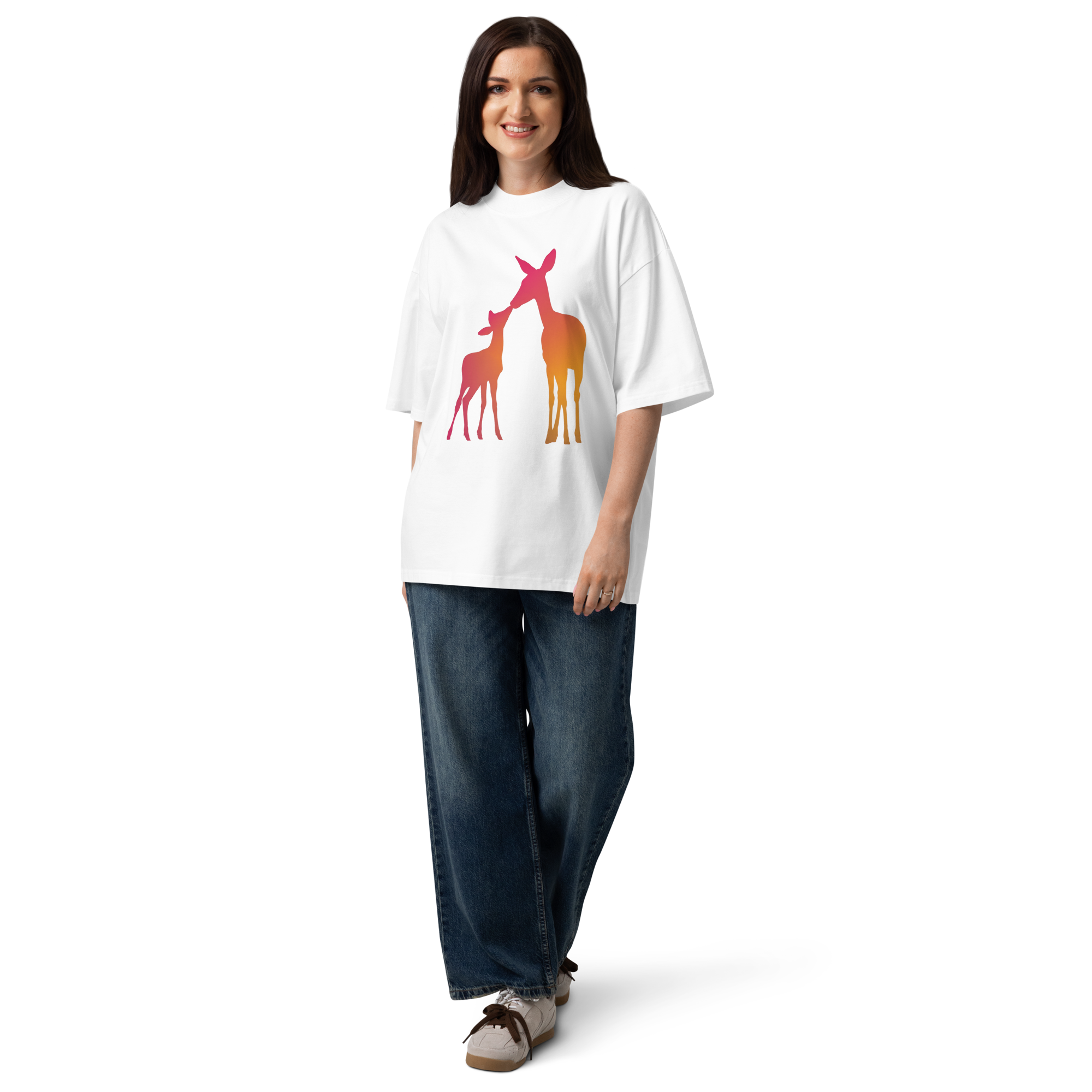 Unisex organic oversized high neck - "sunset Does" t-shirt - Image 4