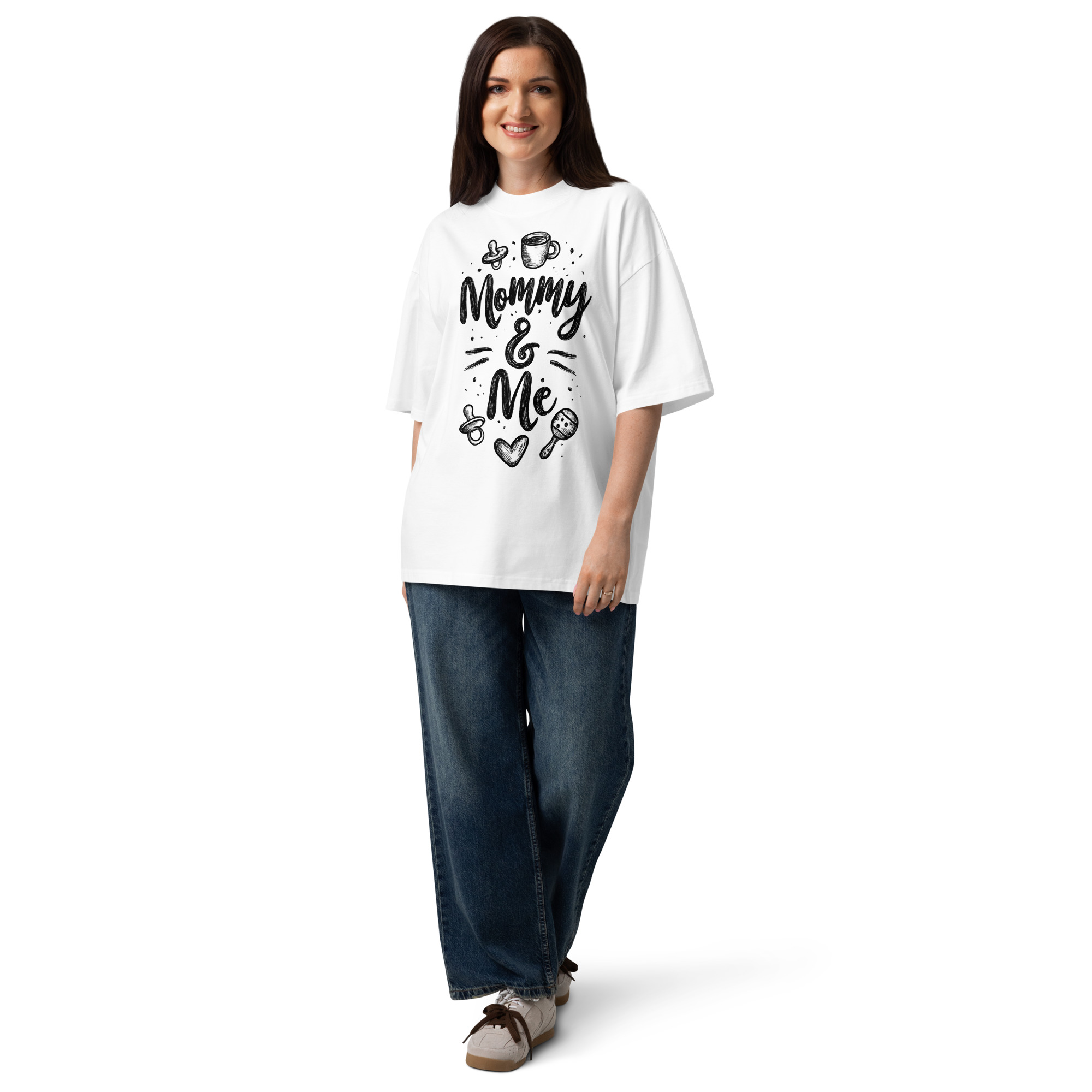 Unisex organic oversized high neck - "Doodle Duo" t-shirt - Image 4