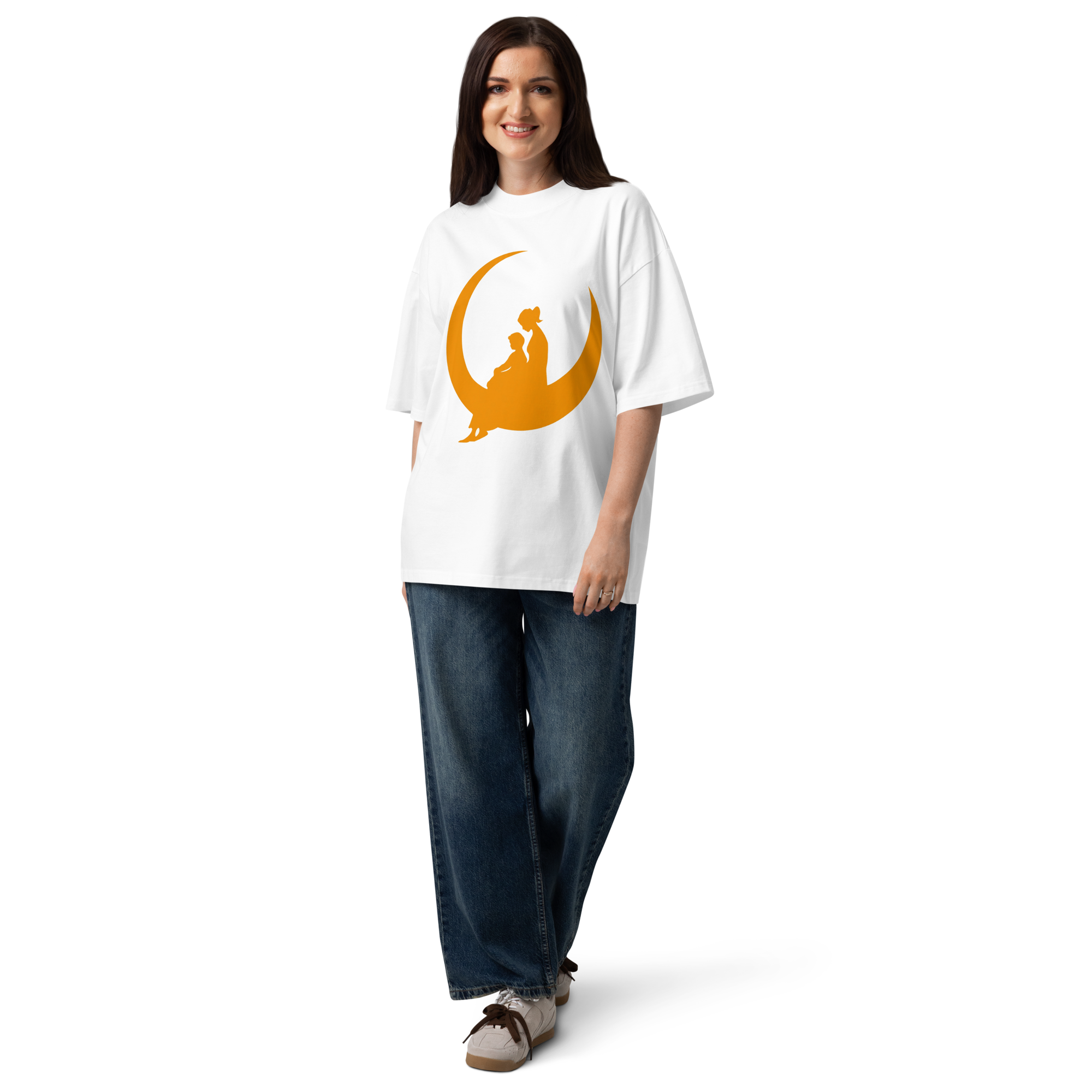 Unisex organic oversized high neck - "Moon Cradle" t-shirt - Image 4