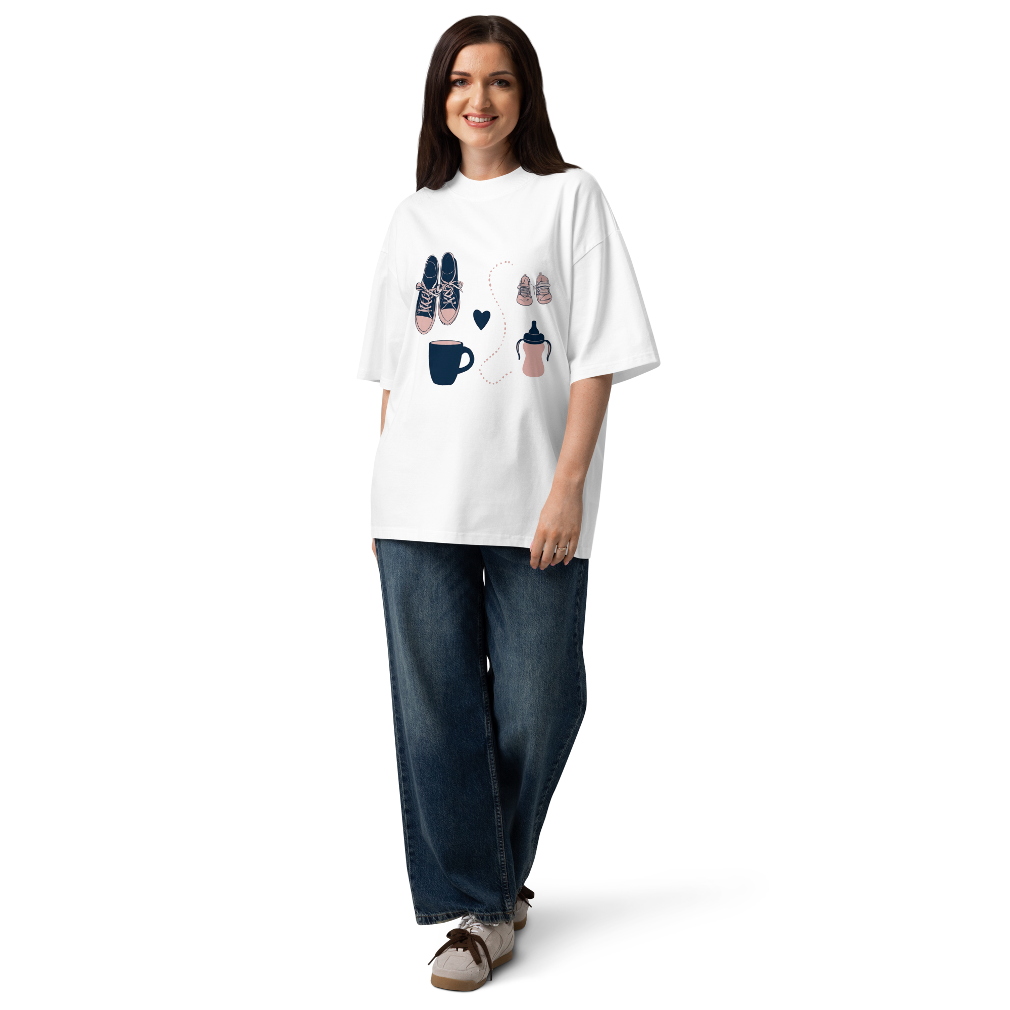Unisex organic oversized high neck - "Sips & Steps" t-shirt - Image 4