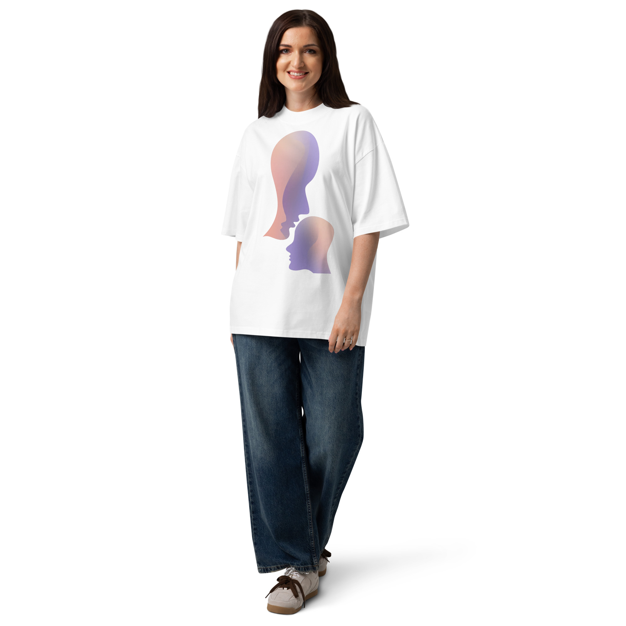 Unisex organic oversized high neck - "Cheek to Cheek" t-shirt - Image 4