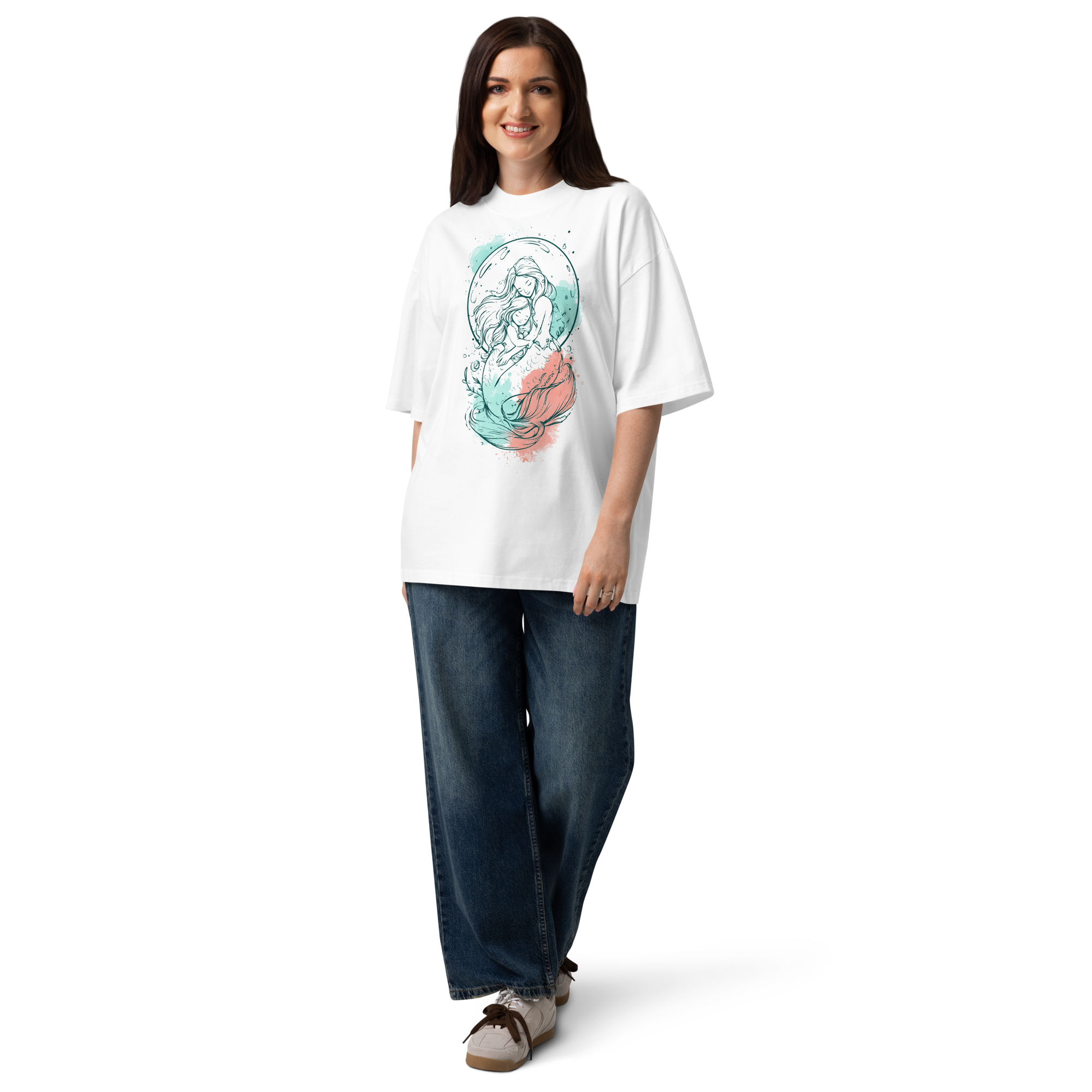 Unisex organic oversized high neck - "Mermaid Moments" t-shirt - Image 4