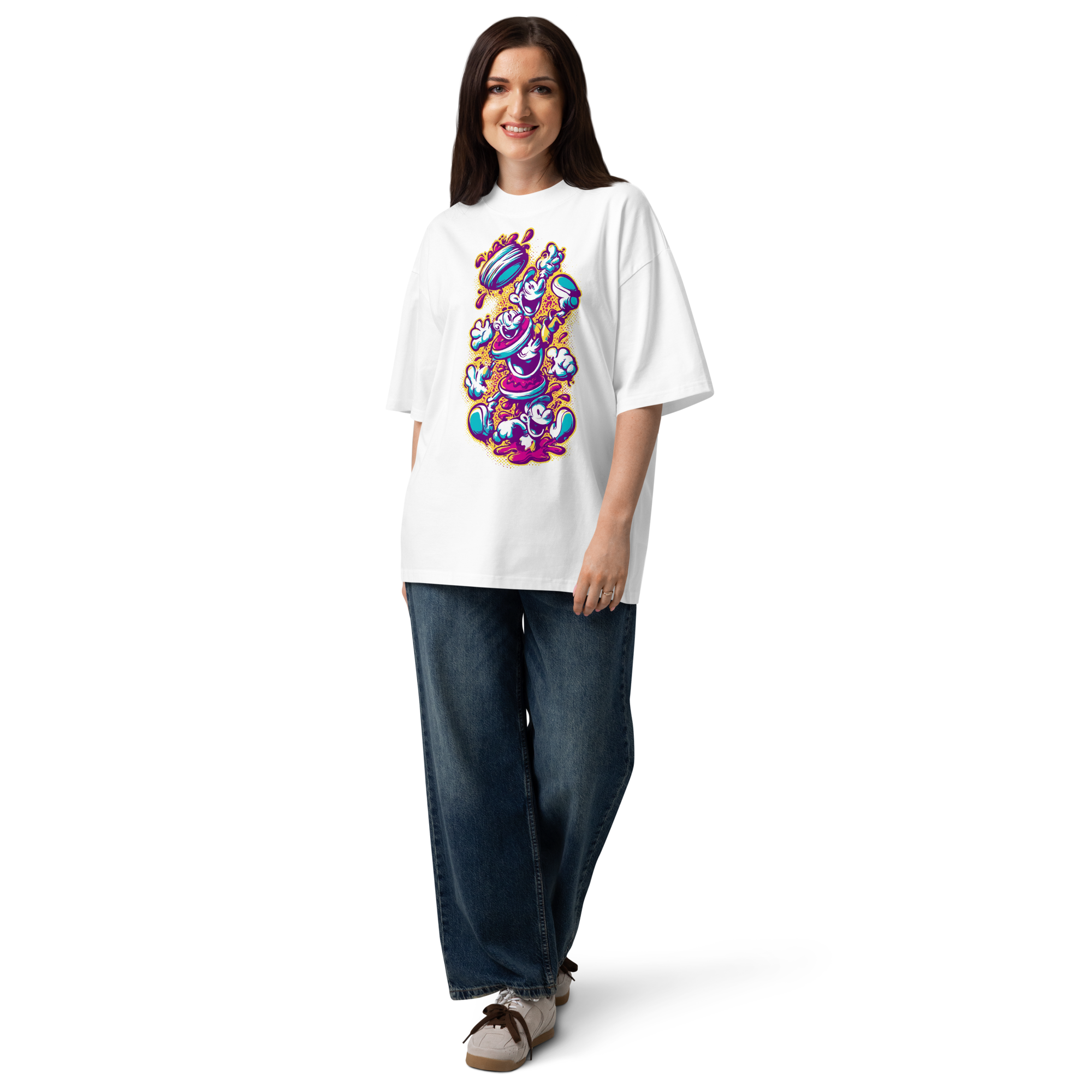 Unisex organic oversized high neck - "Pancake Pandemonium" t-shirt - Image 7