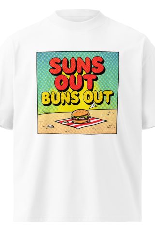 Unisex organic oversized high neck - “Buns Out, Sun Out” – Hamburger Comic Tee
