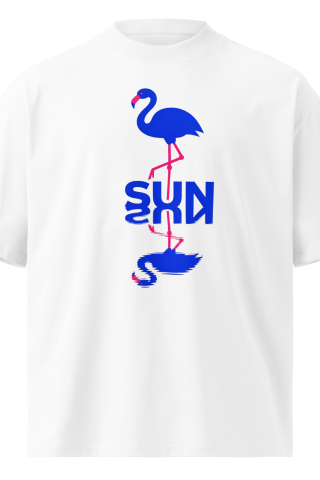 Unisex organic oversized high neck - “Flamingo Void” – Bauhaus Negative Space Tee