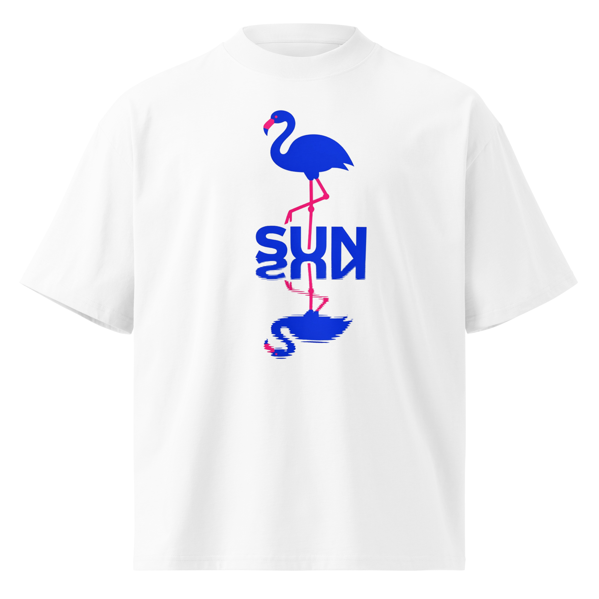 Unisex organic oversized high neck - “Flamingo Void” – Bauhaus Negative Space Tee