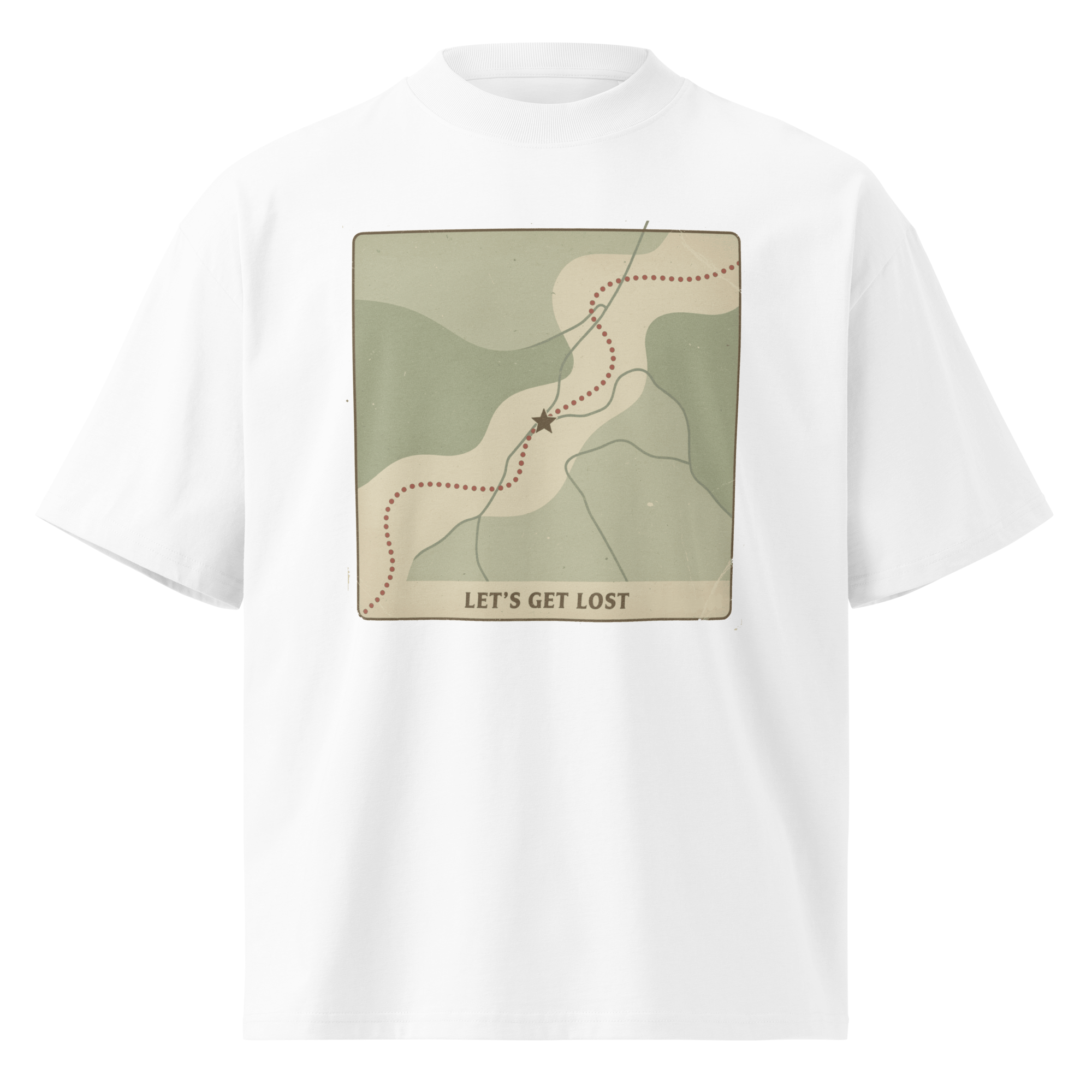 Unisex organic oversized high neck - “Lost & Found” – Vintage Road Map Tee