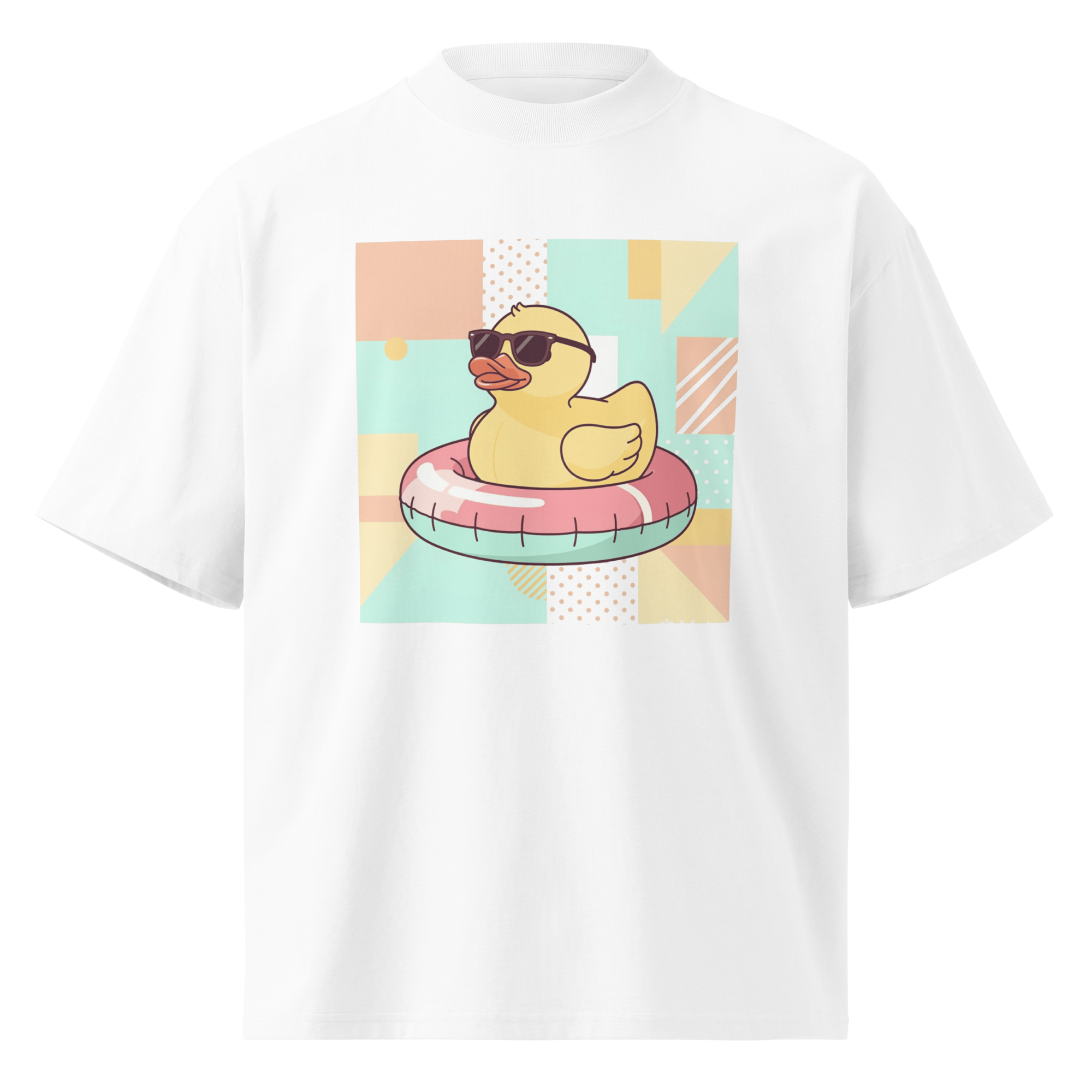 Unisex organic oversized high neck - “Rubber Daze” – Sunglasses Duck Pool Float Shirt