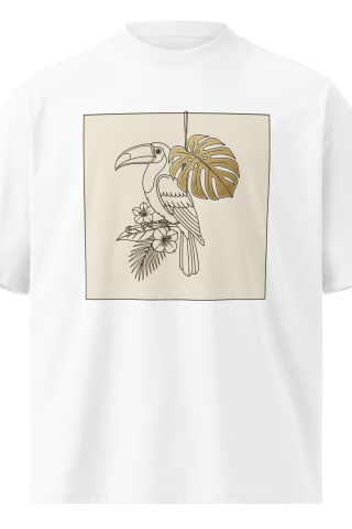 Unisex organic oversized high neck - “Toucan Line” – Monstera & Gold Ink Tattoo Tee