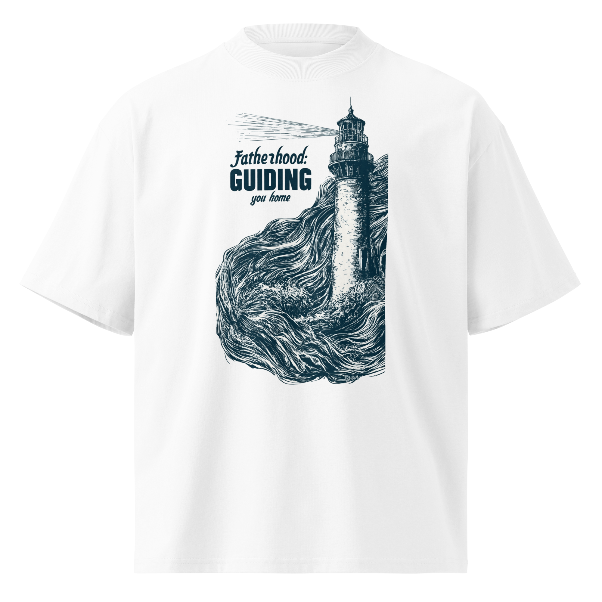 Unisex organic oversized high neck - "fatherhood guiding you home" t-shirt
