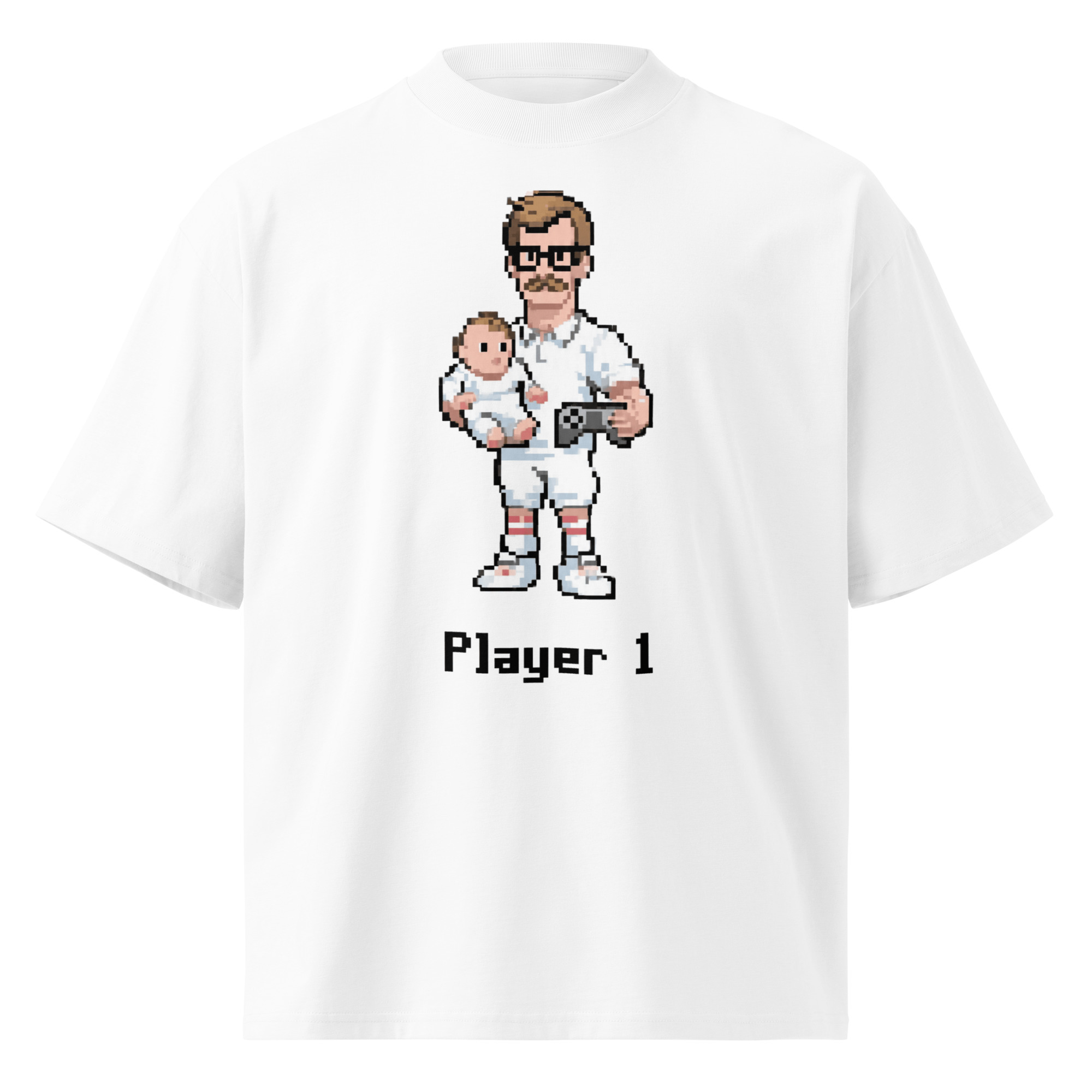 Unisex organic oversized high neck - "player 1" t-shirt