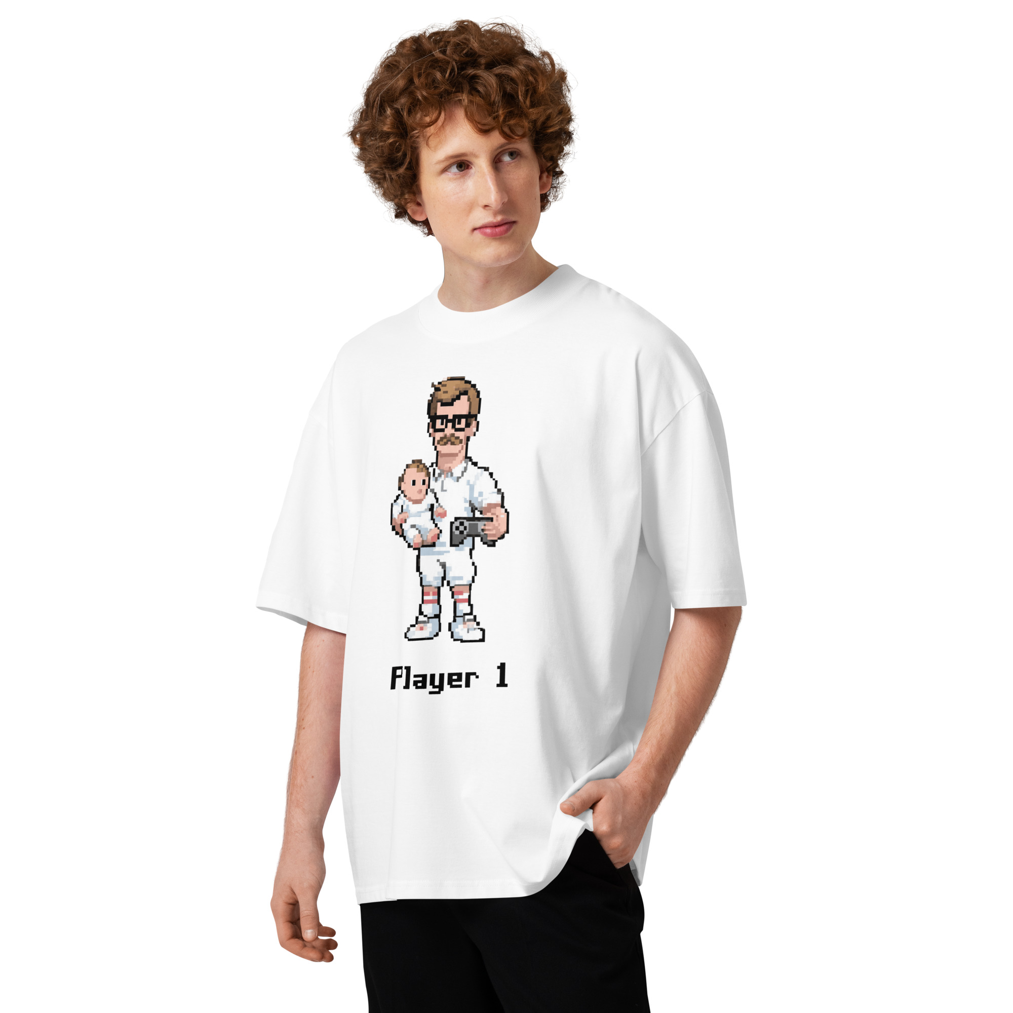 Unisex organic oversized high neck - "player 1" t-shirt - Image 5