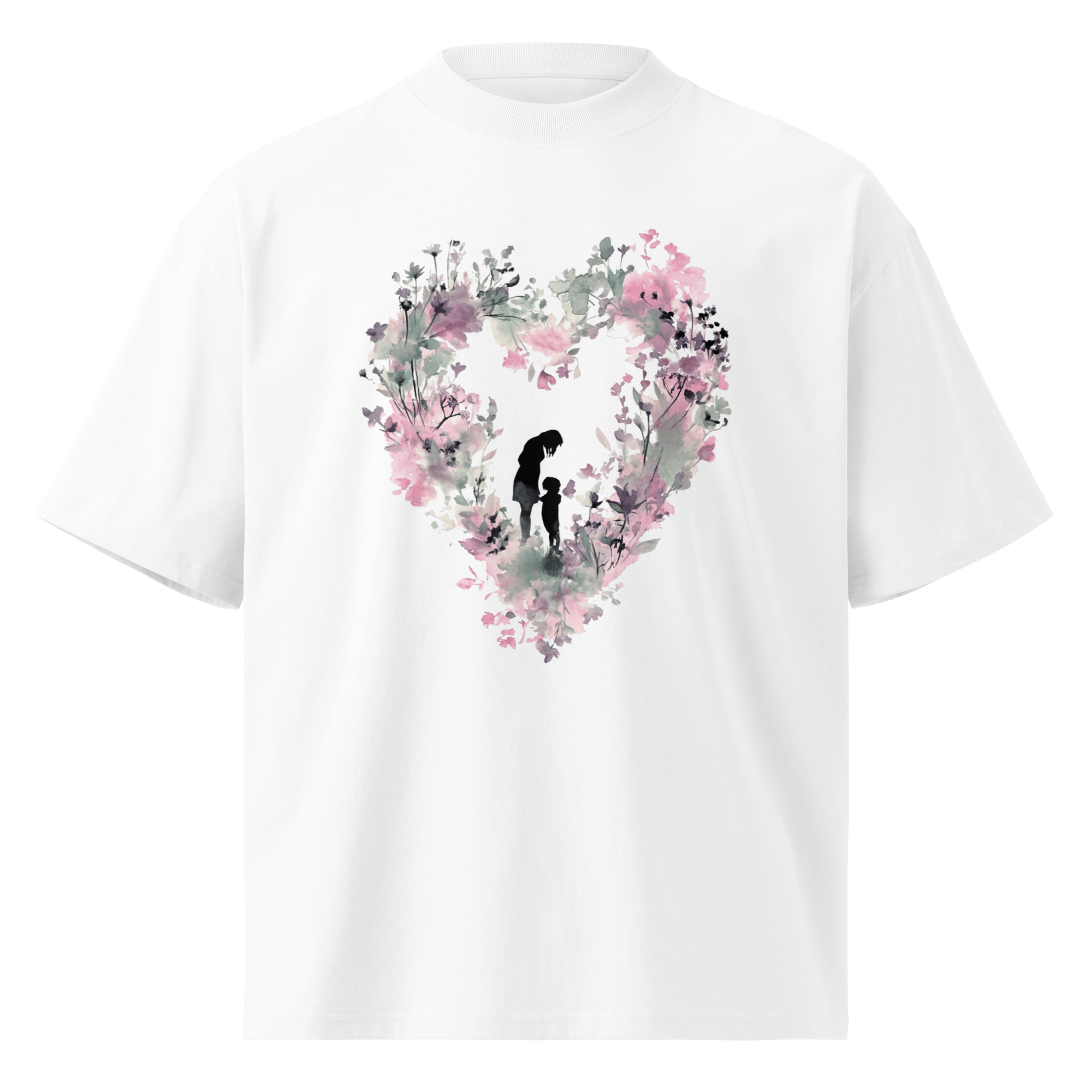 Unisex organic oversized high neck - "Garden Hearts" t-shirt