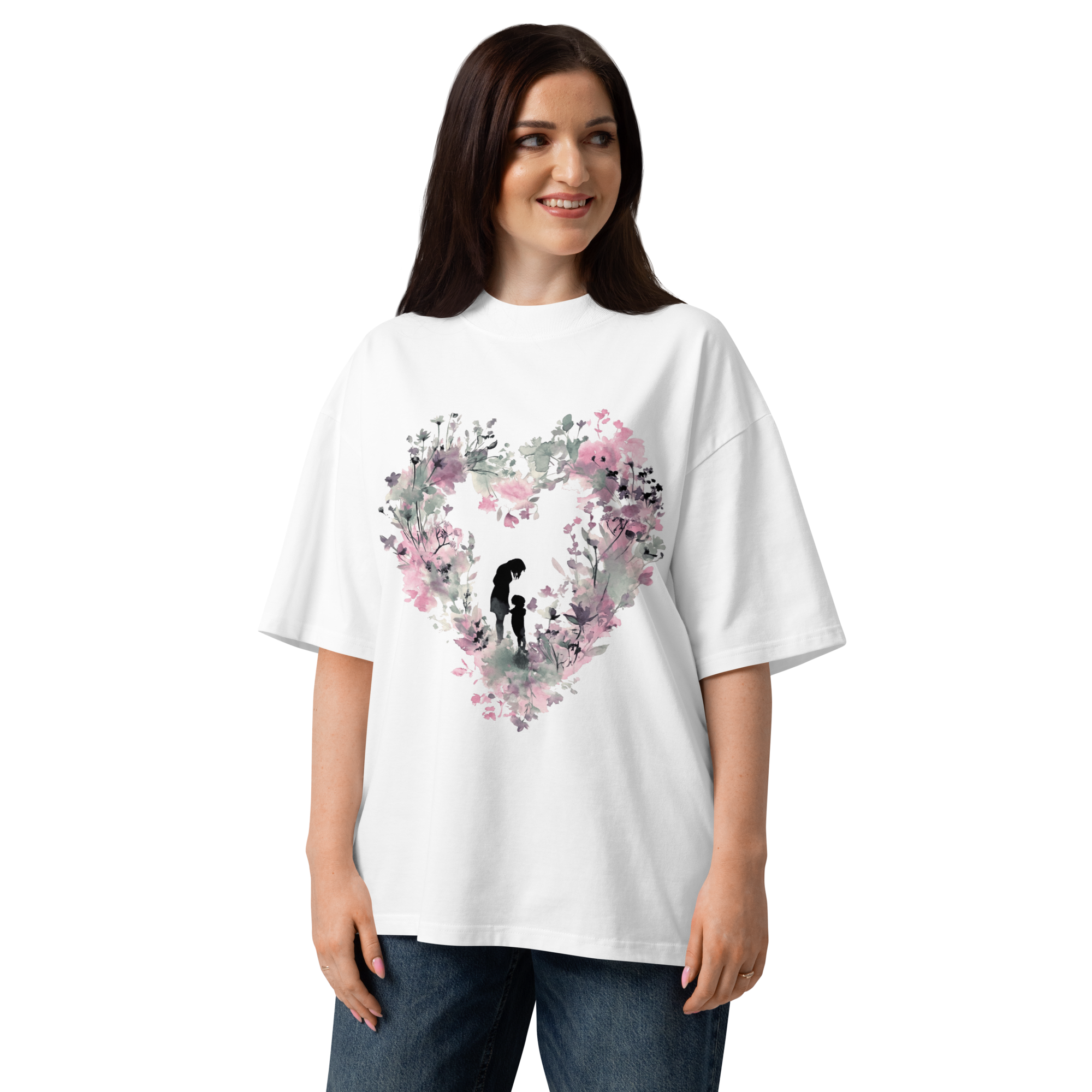 Unisex organic oversized high neck - "Garden Hearts" t-shirt - Image 5