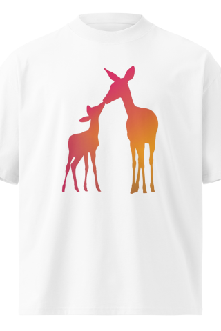 Unisex organic oversized high neck - "sunset Does" t-shirt
