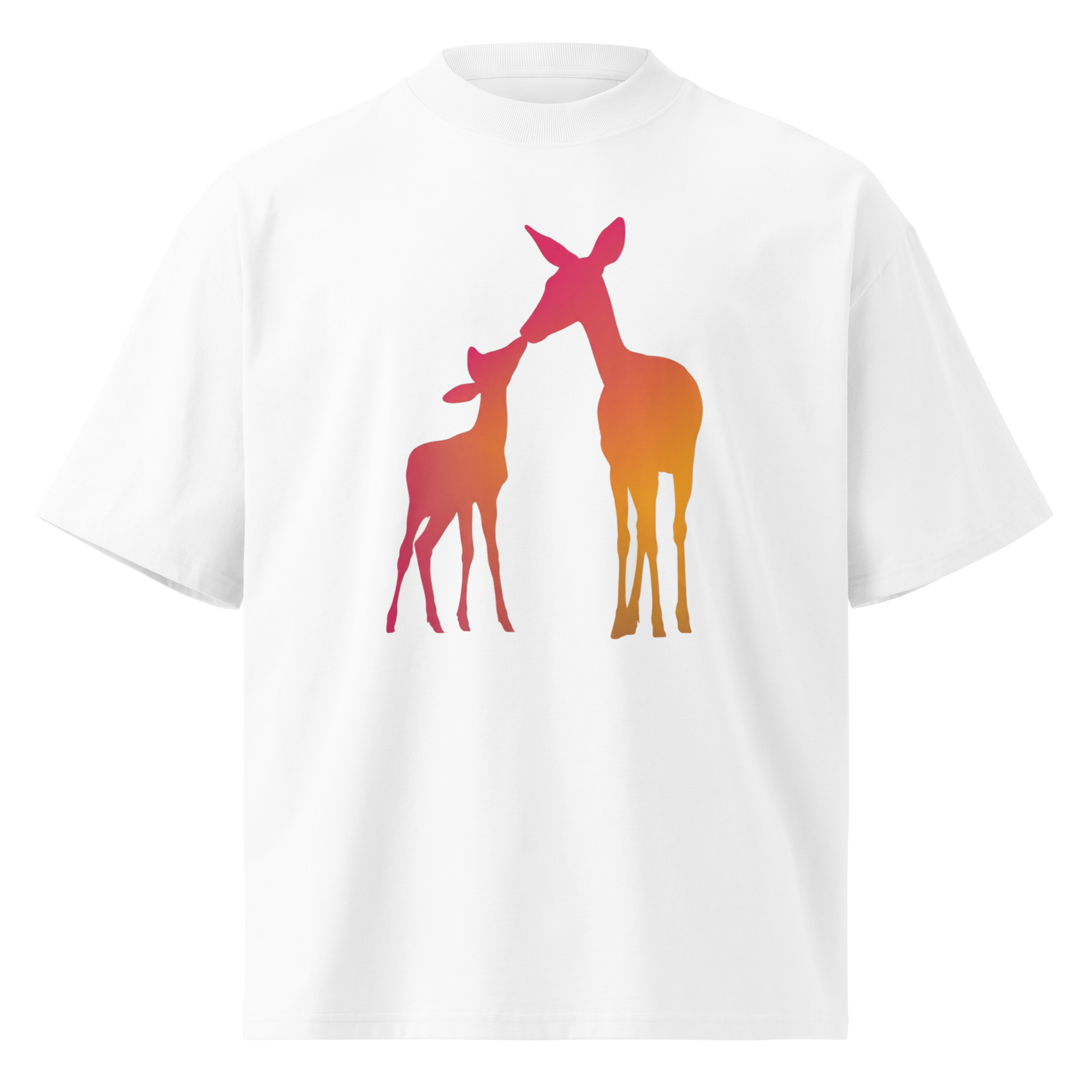 Unisex organic oversized high neck - "sunset Does" t-shirt