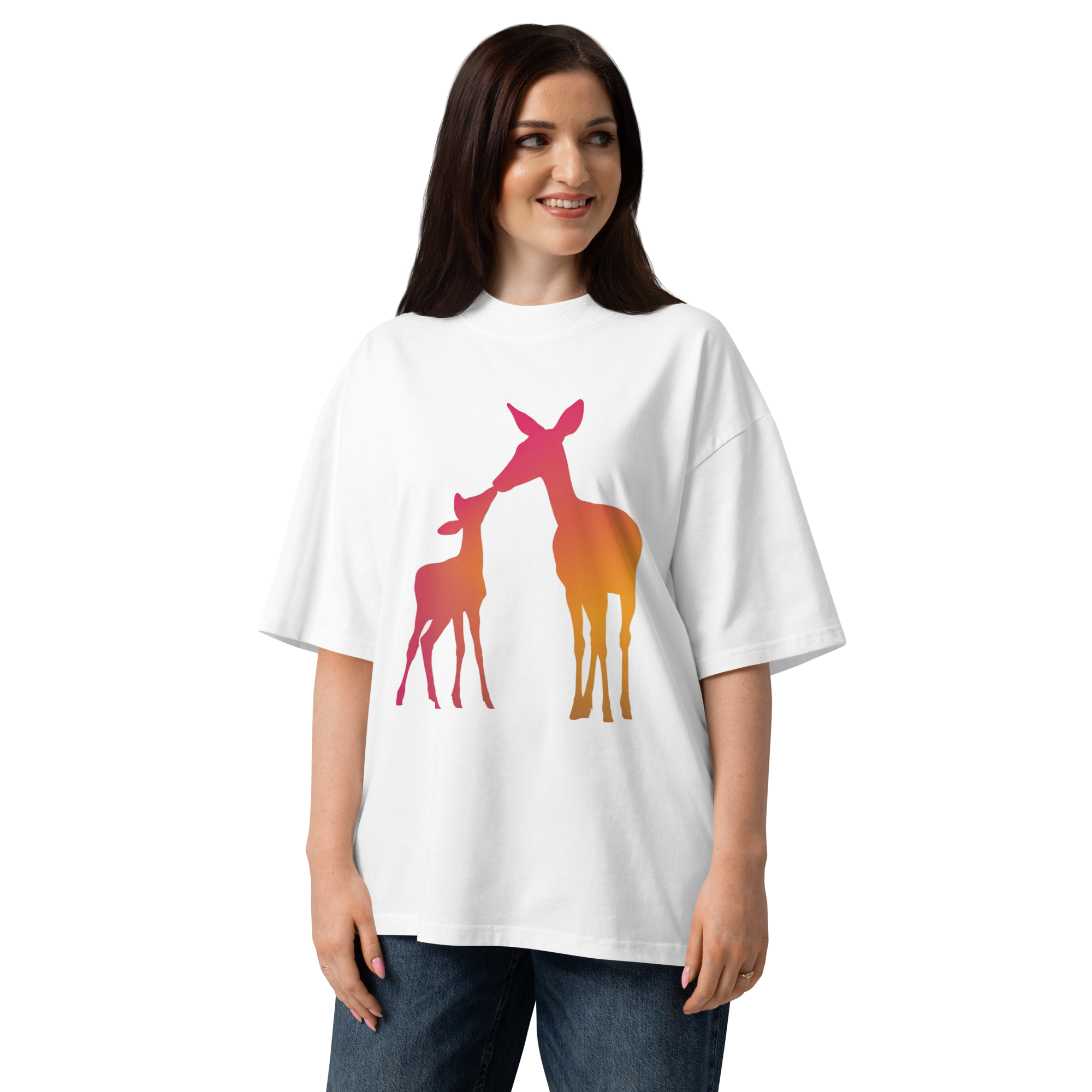 Unisex organic oversized high neck - "sunset Does" t-shirt - Image 5
