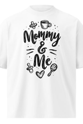 Unisex organic oversized high neck - "Doodle Duo" t-shirt