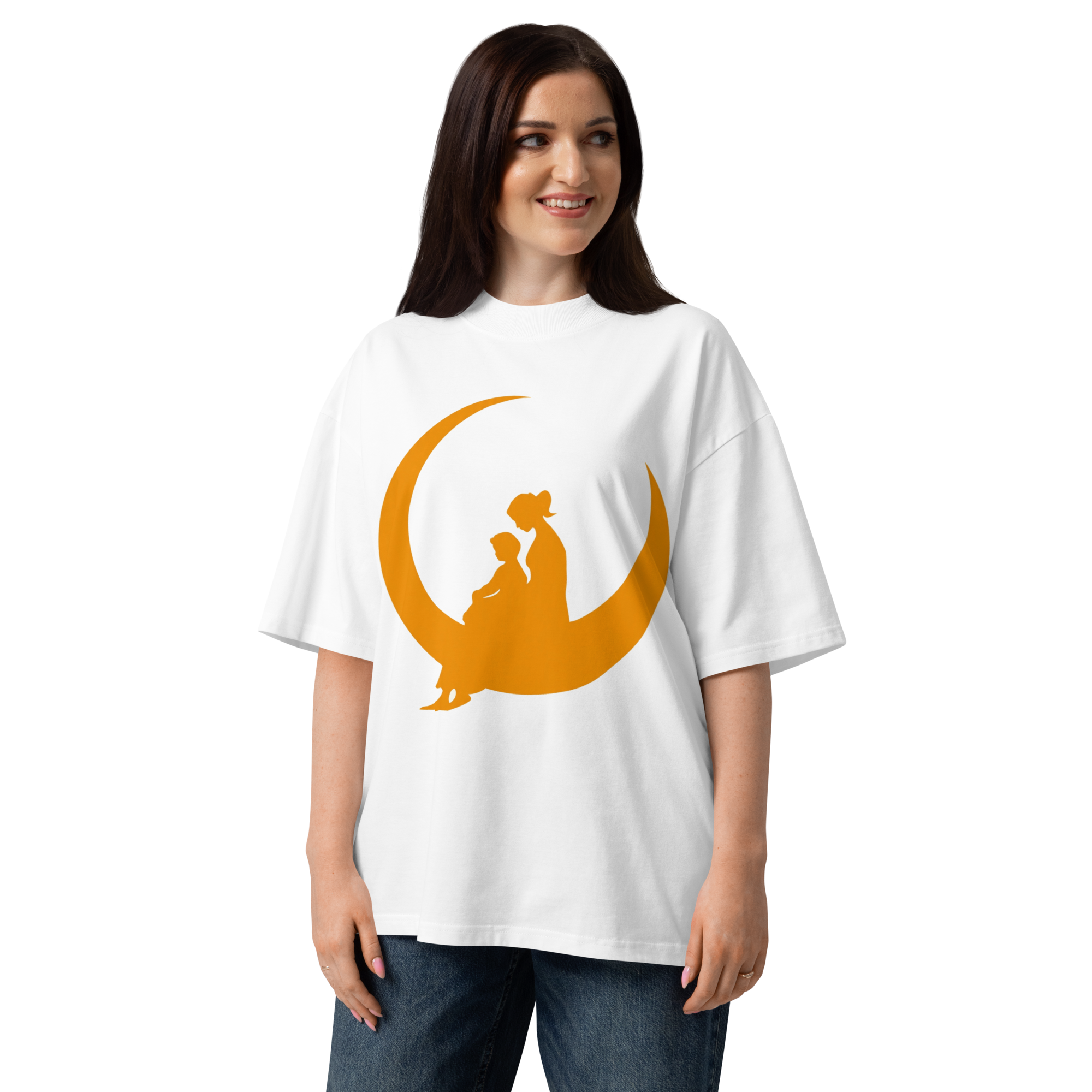 Unisex organic oversized high neck - "Moon Cradle" t-shirt - Image 5