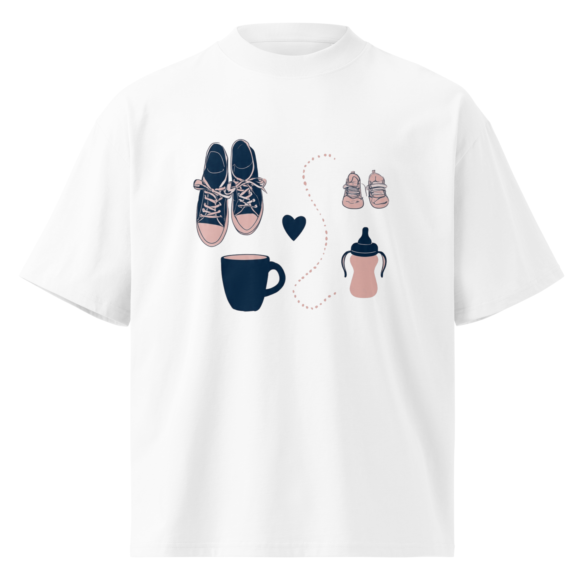 Unisex organic oversized high neck - "Sips & Steps" t-shirt
