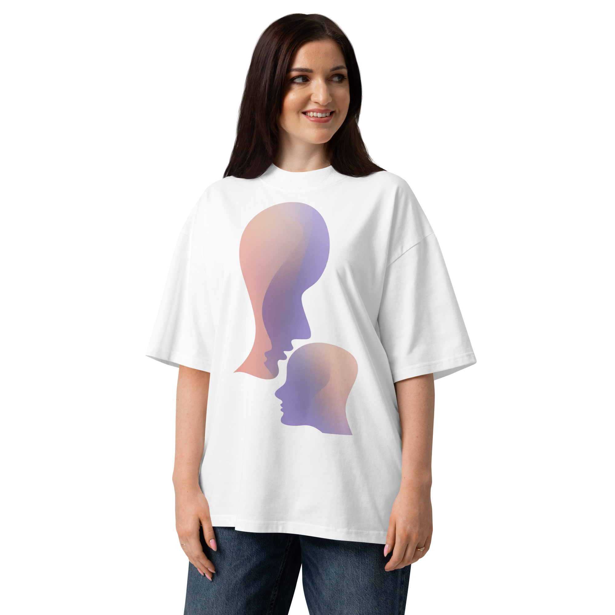 Unisex organic oversized high neck - "Cheek to Cheek" t-shirt - Image 5