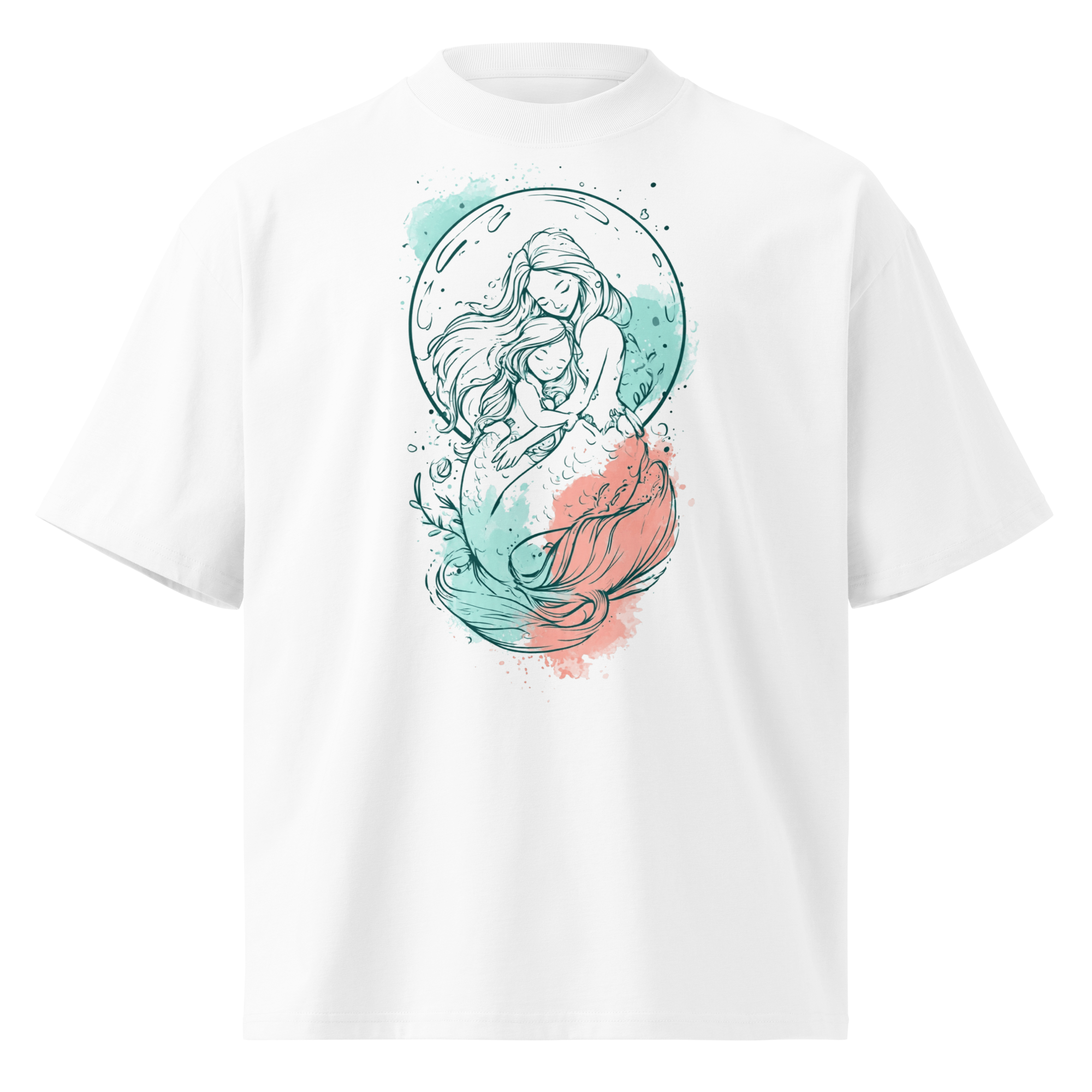 Unisex organic oversized high neck - "Mermaid Moments" t-shirt