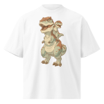 Unisex organic oversized high neck - "T‑Rex Tandem" t-shirt