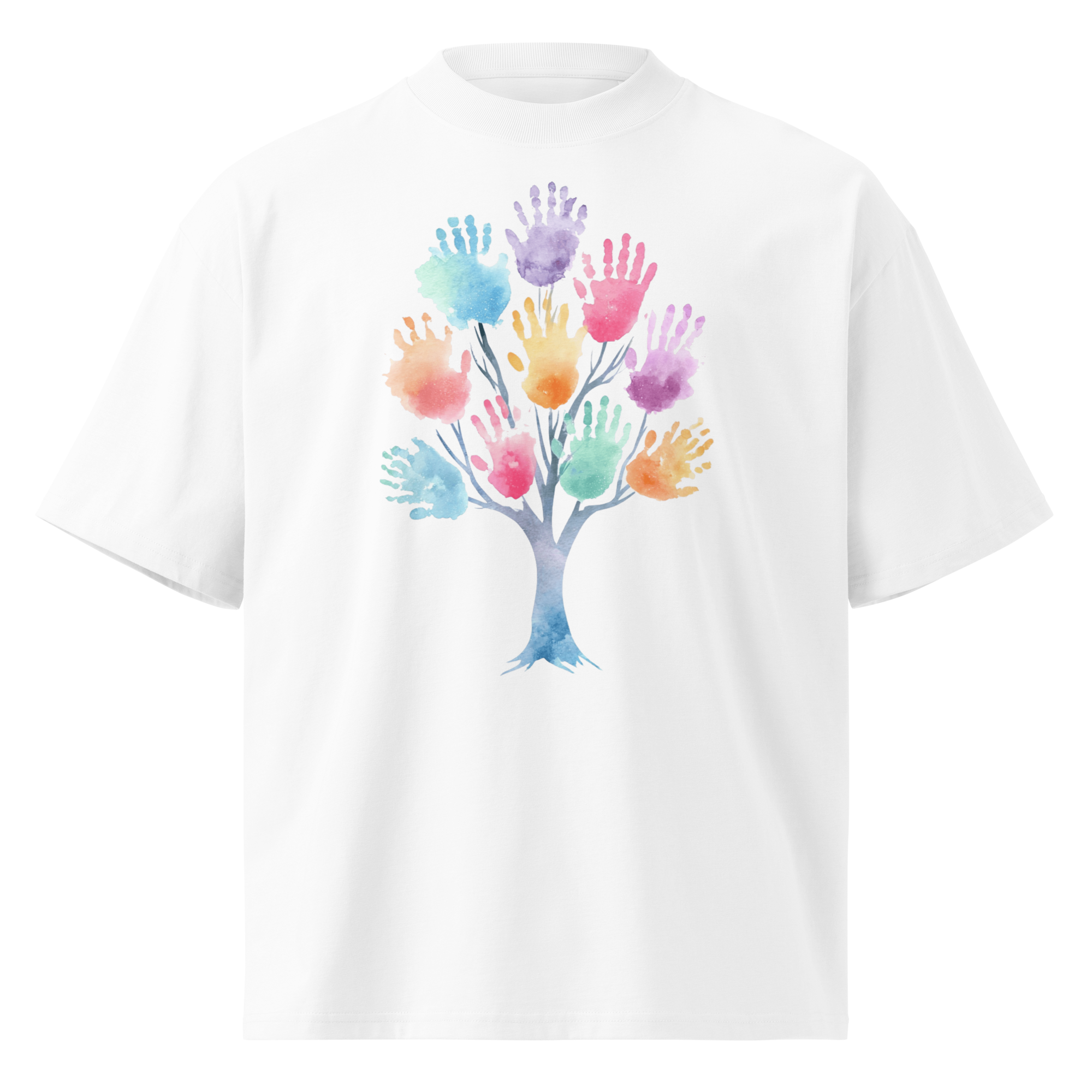 Unisex organic oversized high neck - "Fingerprint Forest" t-shirt