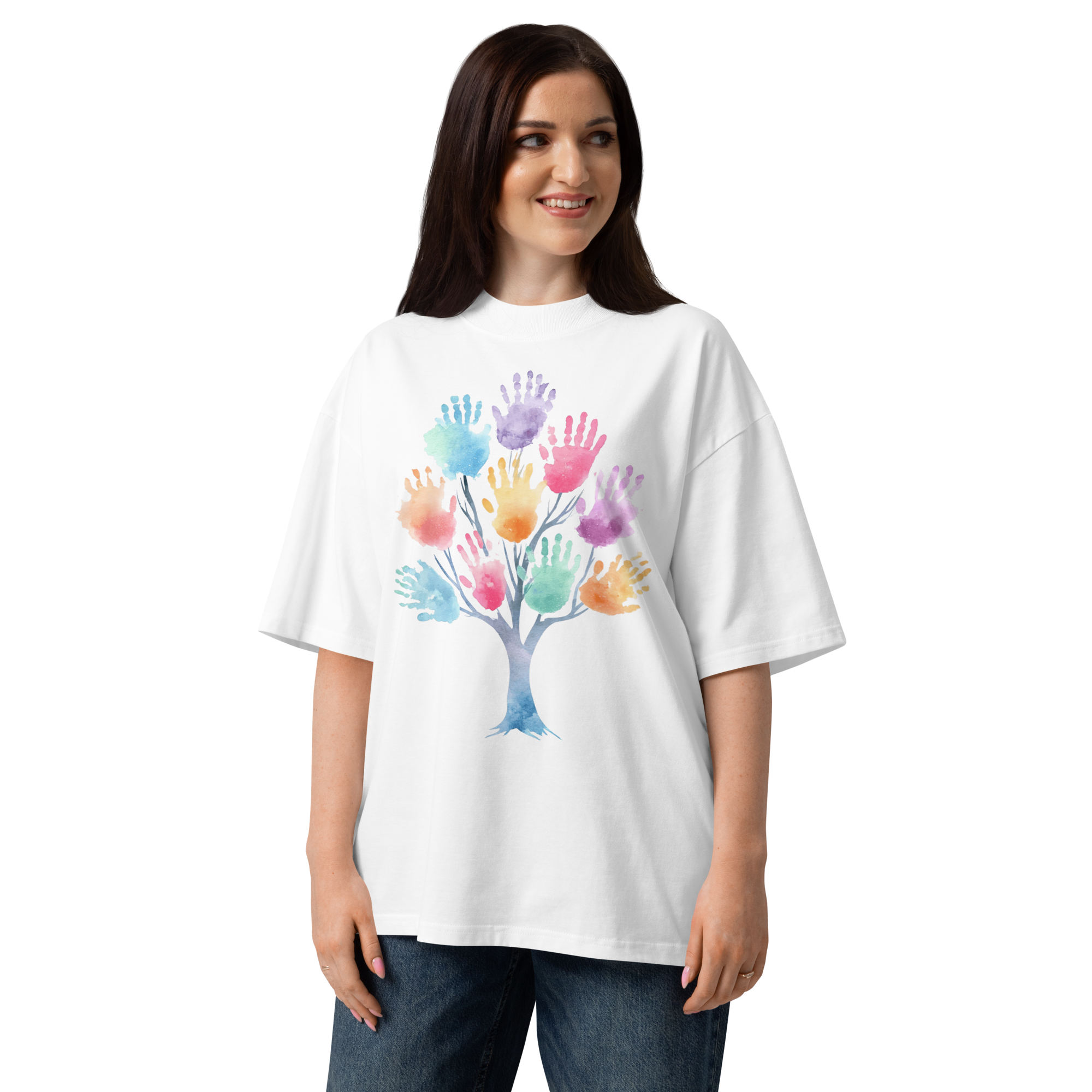 Unisex organic oversized high neck - "Fingerprint Forest" t-shirt - Image 4