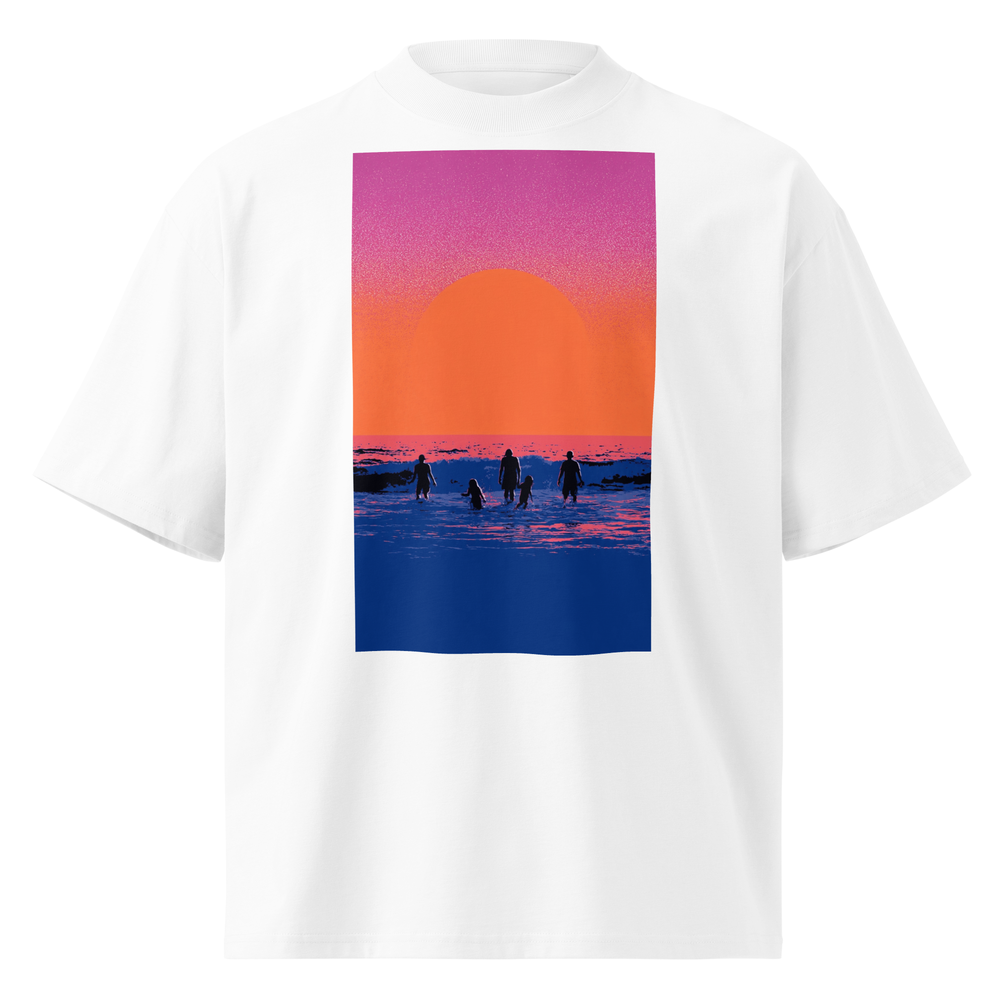 Unisex organic oversized high neck - "Golden Hour Tides" t-shirt