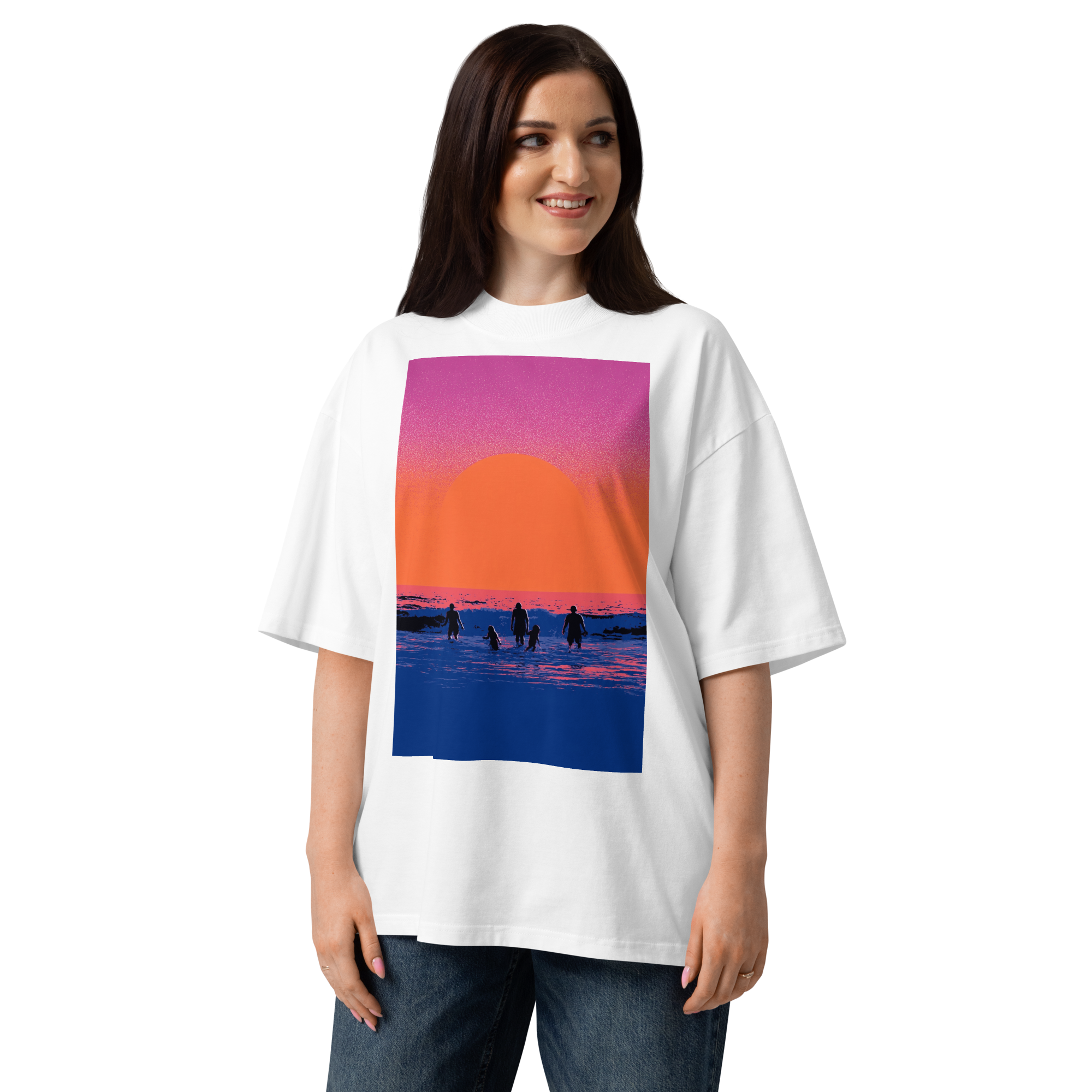 Unisex organic oversized high neck - "Golden Hour Tides" t-shirt - Image 5