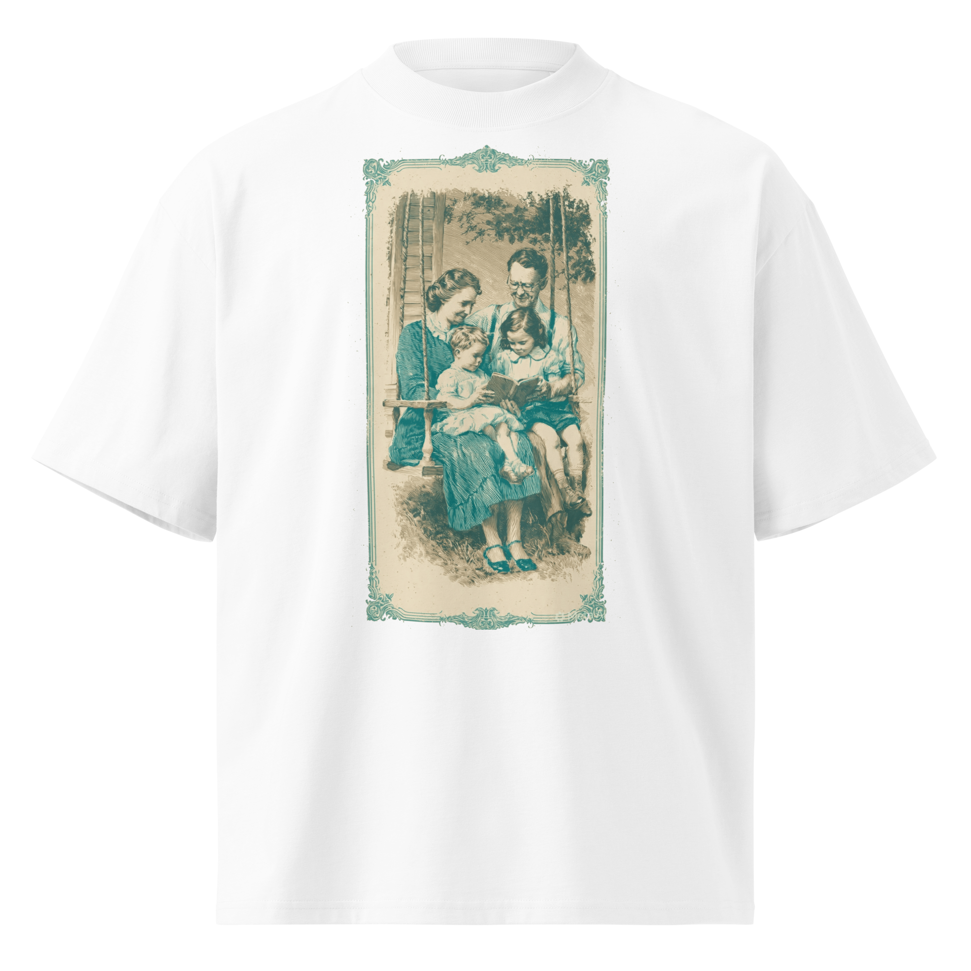 Unisex organic oversized high neck - "The Front Porch Legacy" t-shirt