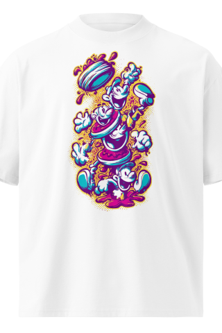 Unisex organic oversized high neck - "Pancake Pandemonium" t-shirt