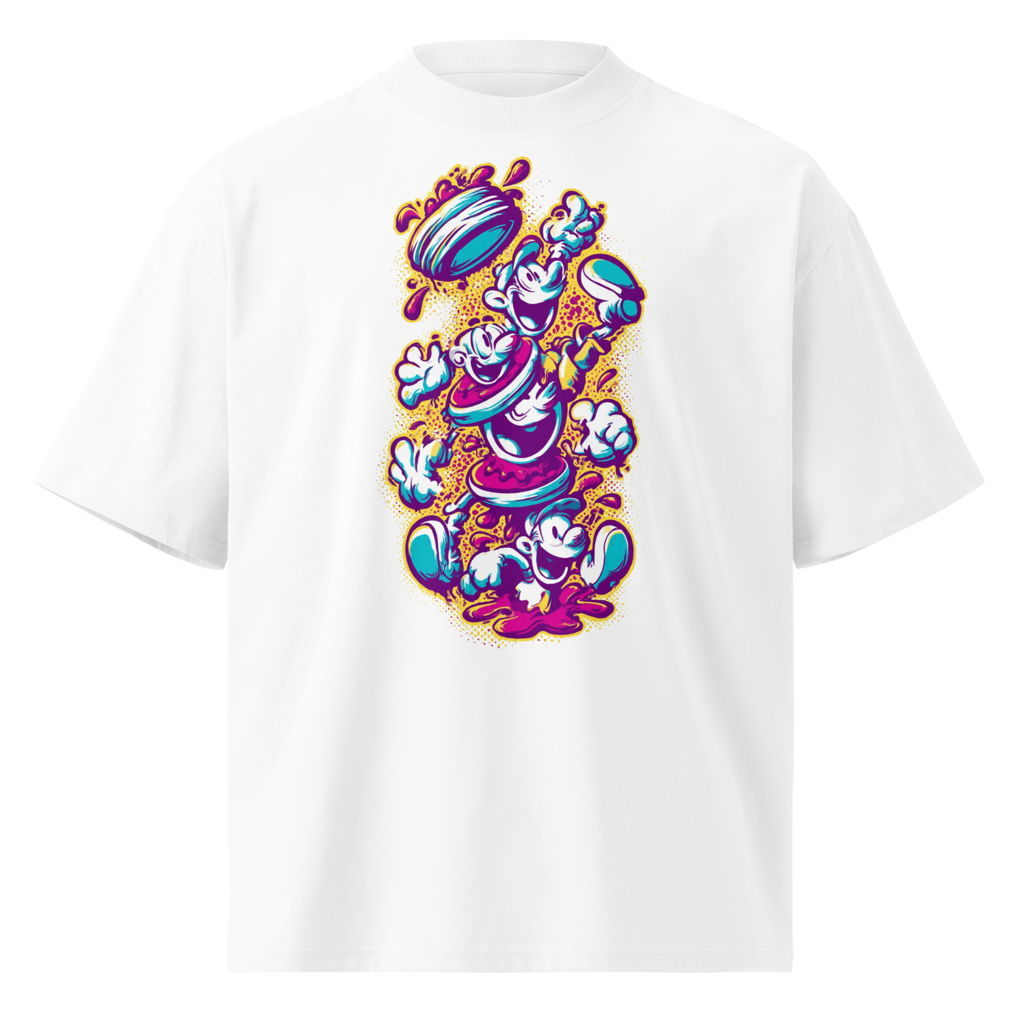 Unisex organic oversized high neck - "Pancake Pandemonium" t-shirt