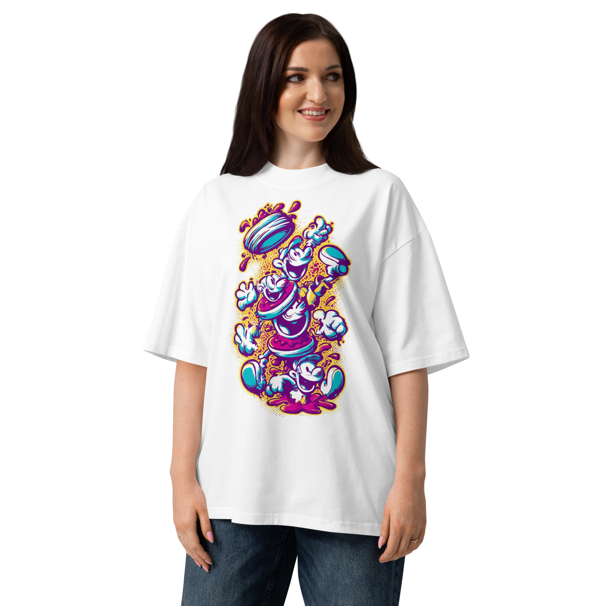 Unisex organic oversized high neck - "Pancake Pandemonium" t-shirt - Image 6