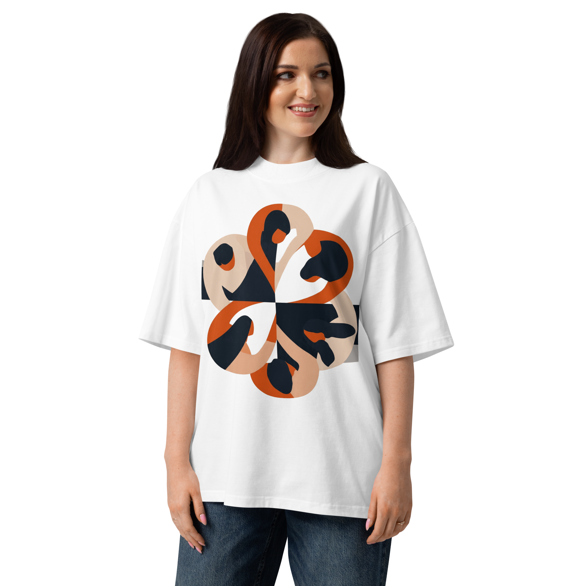 Unisex organic oversized high neck - "The Unity Circle" t-shirt - Image 5