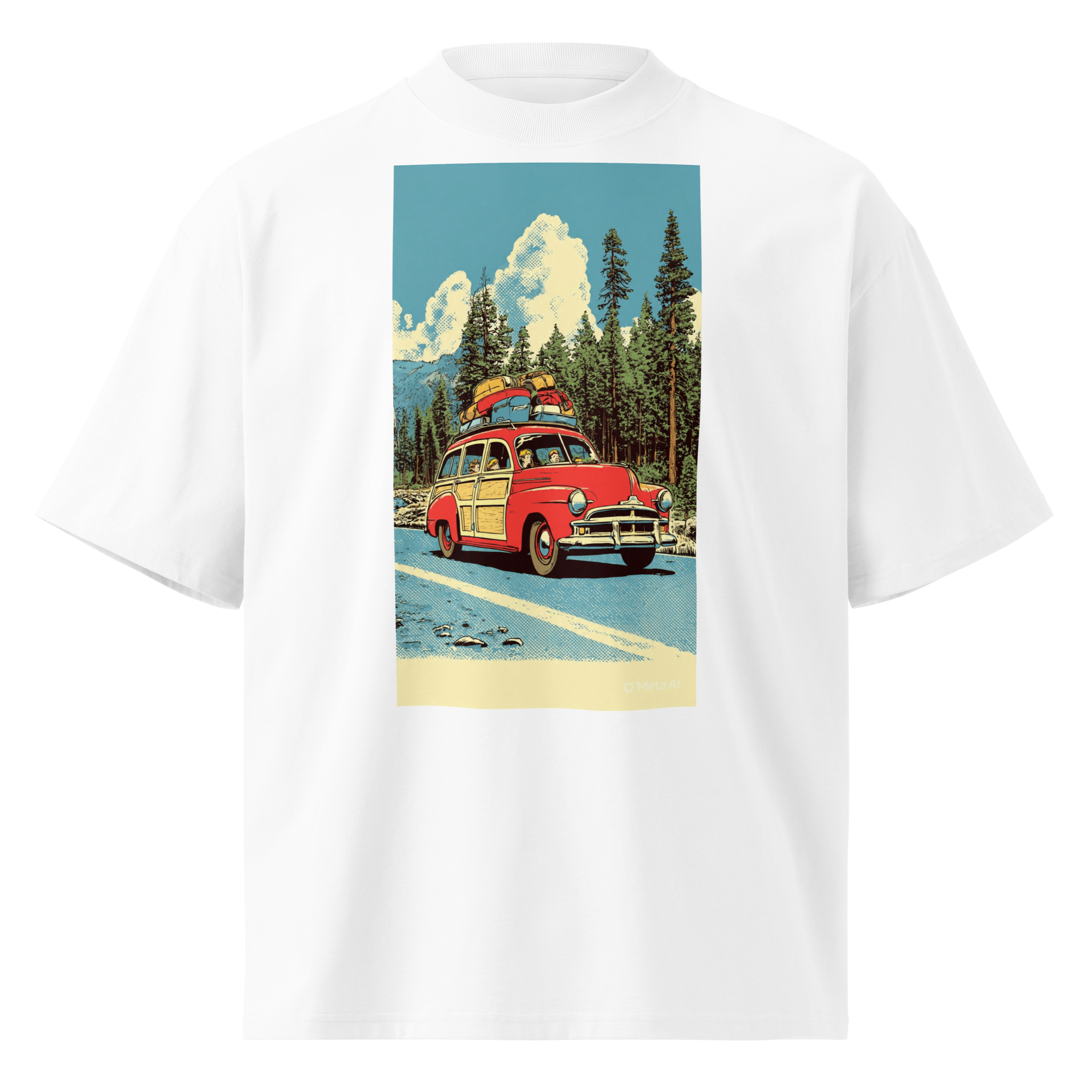 Unisex organic oversized high neck - "Woody's Wanderlust" t-shirt