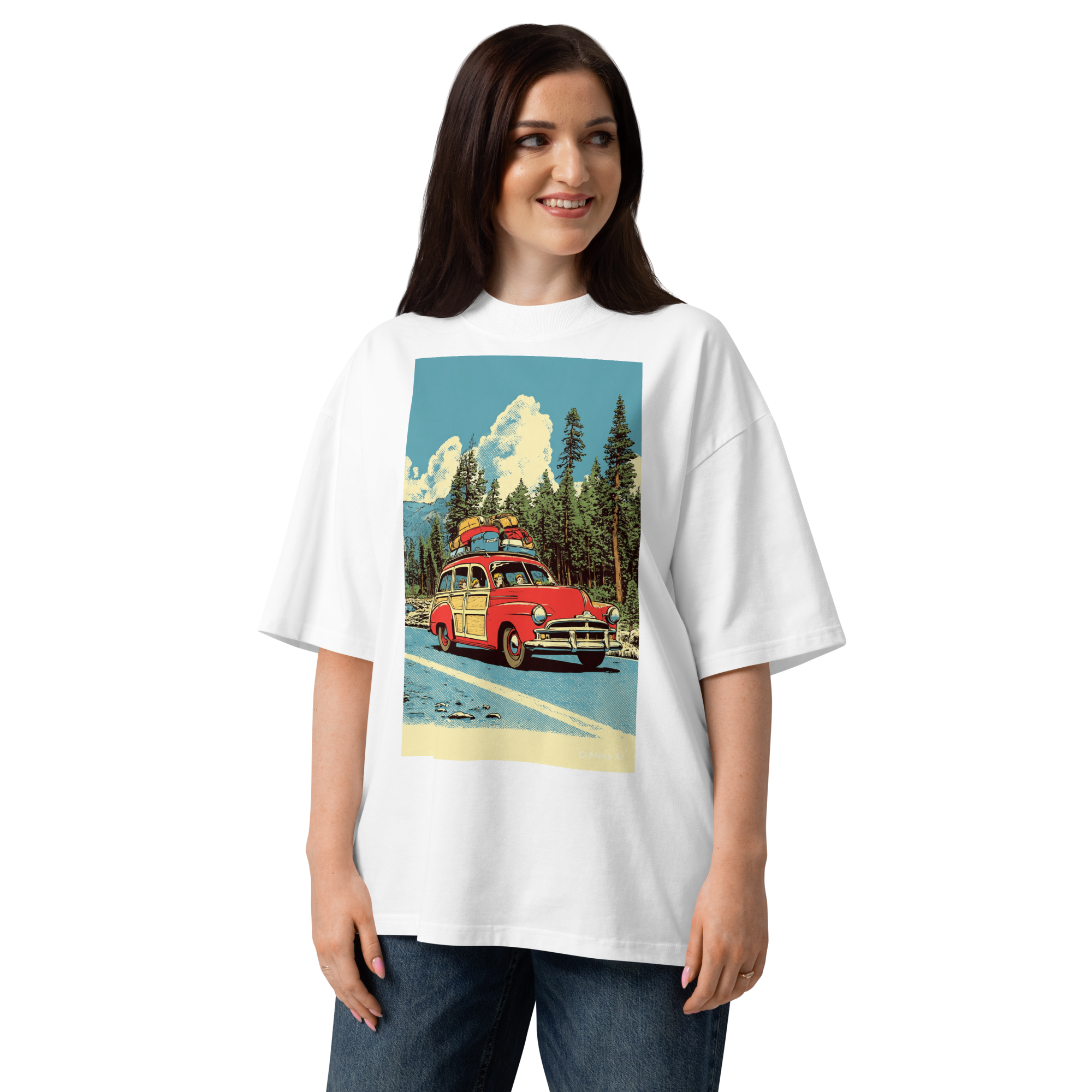 Unisex organic oversized high neck - "Woody's Wanderlust" t-shirt - Image 5