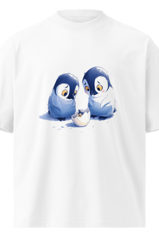 Unisex organic oversized high neck - "Anxious Penguin First-Time Parent" t-shirt